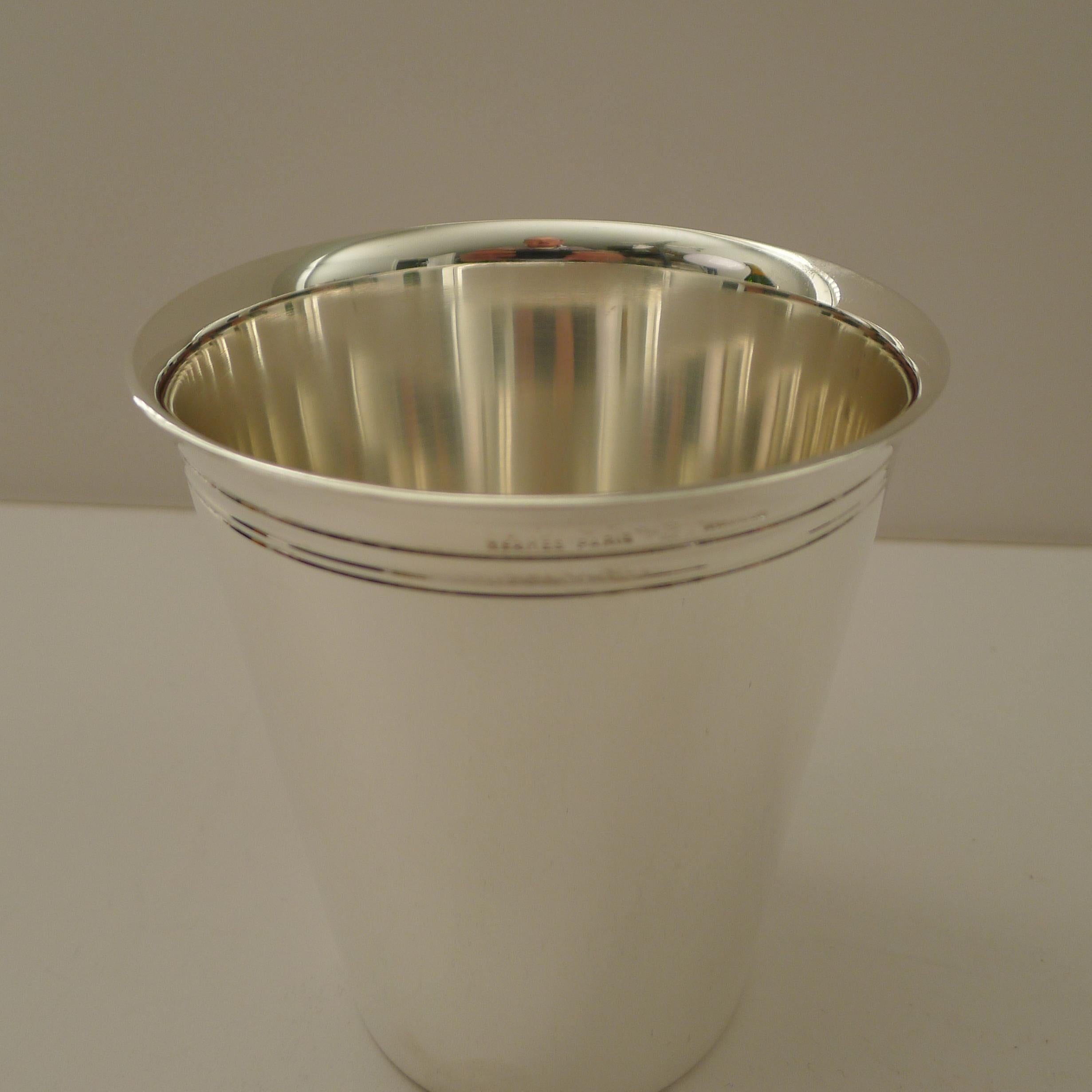 French Hermès Paris - Small Silver Plated Vase c.1960 For Sale
