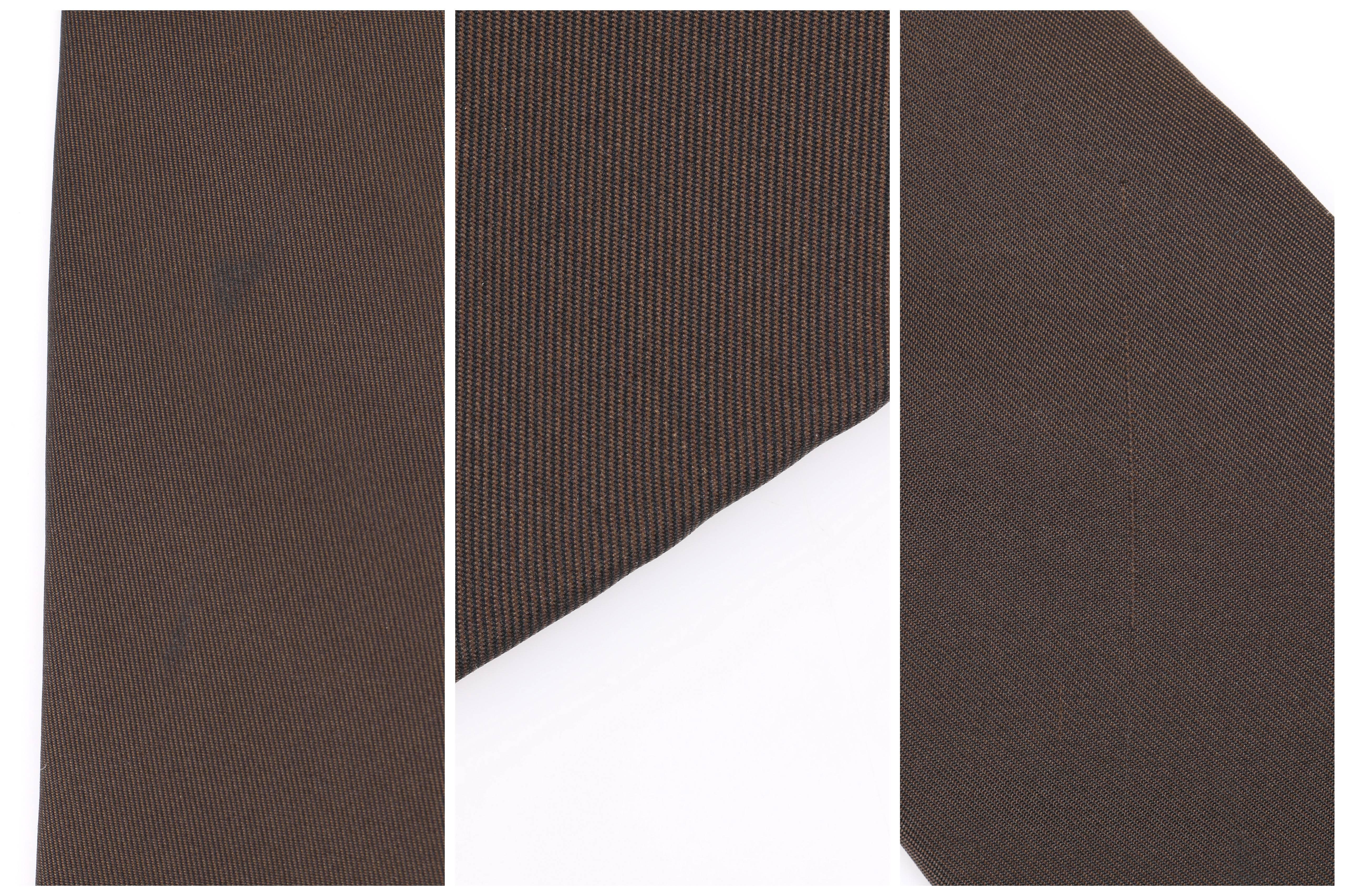 HERMES Paris Solid Dark Brown Silk 5 Fold Necktie Tie  3
