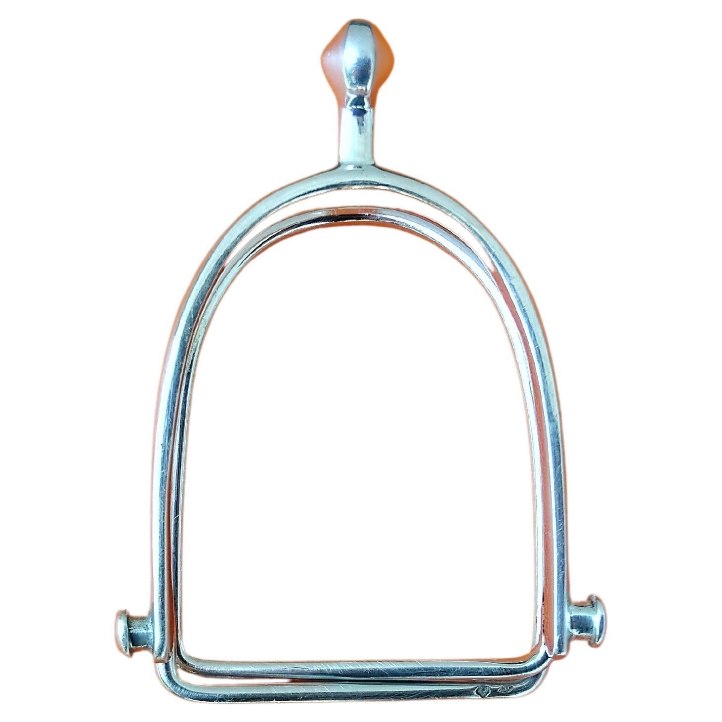 Hermès Paris Spur Shaped Silver Money Clip Gaetan De Percin Horse Texas