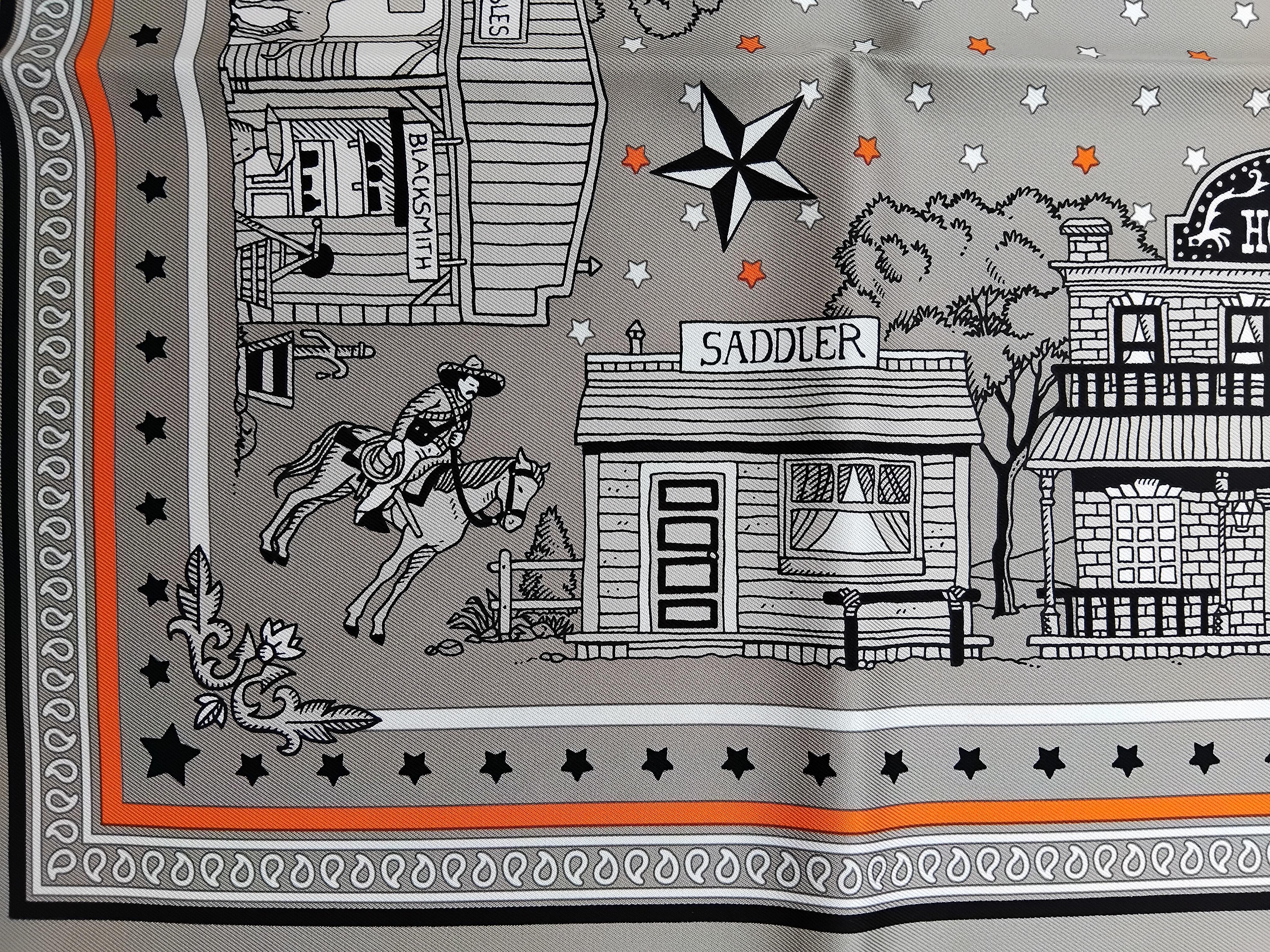 Women's Hermès Paris Station Set of 2 Matching Silk Scarves Texas Wild West
