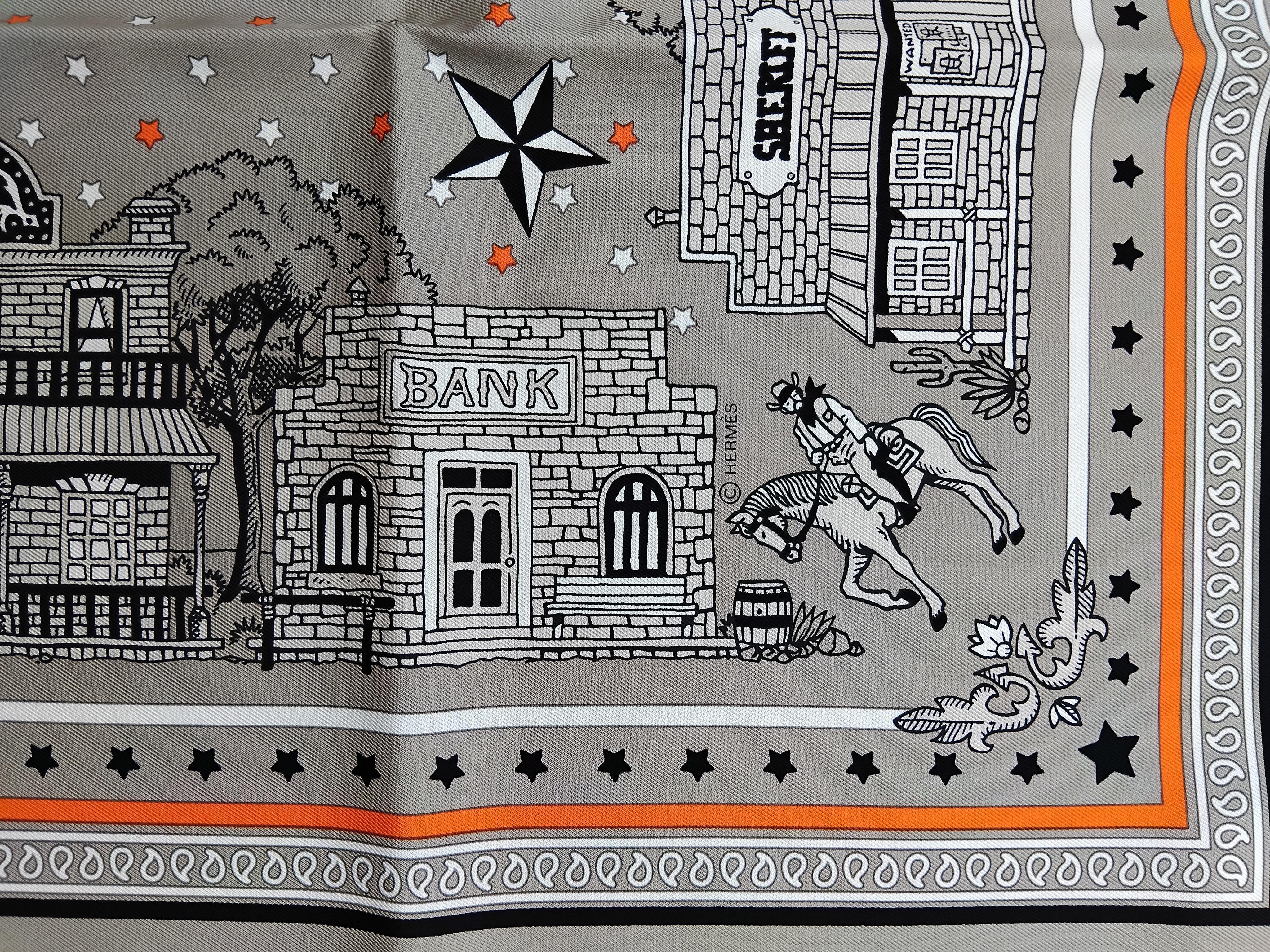 Hermès Paris Station Set of 2 Matching Silk Scarves Texas Wild West 1