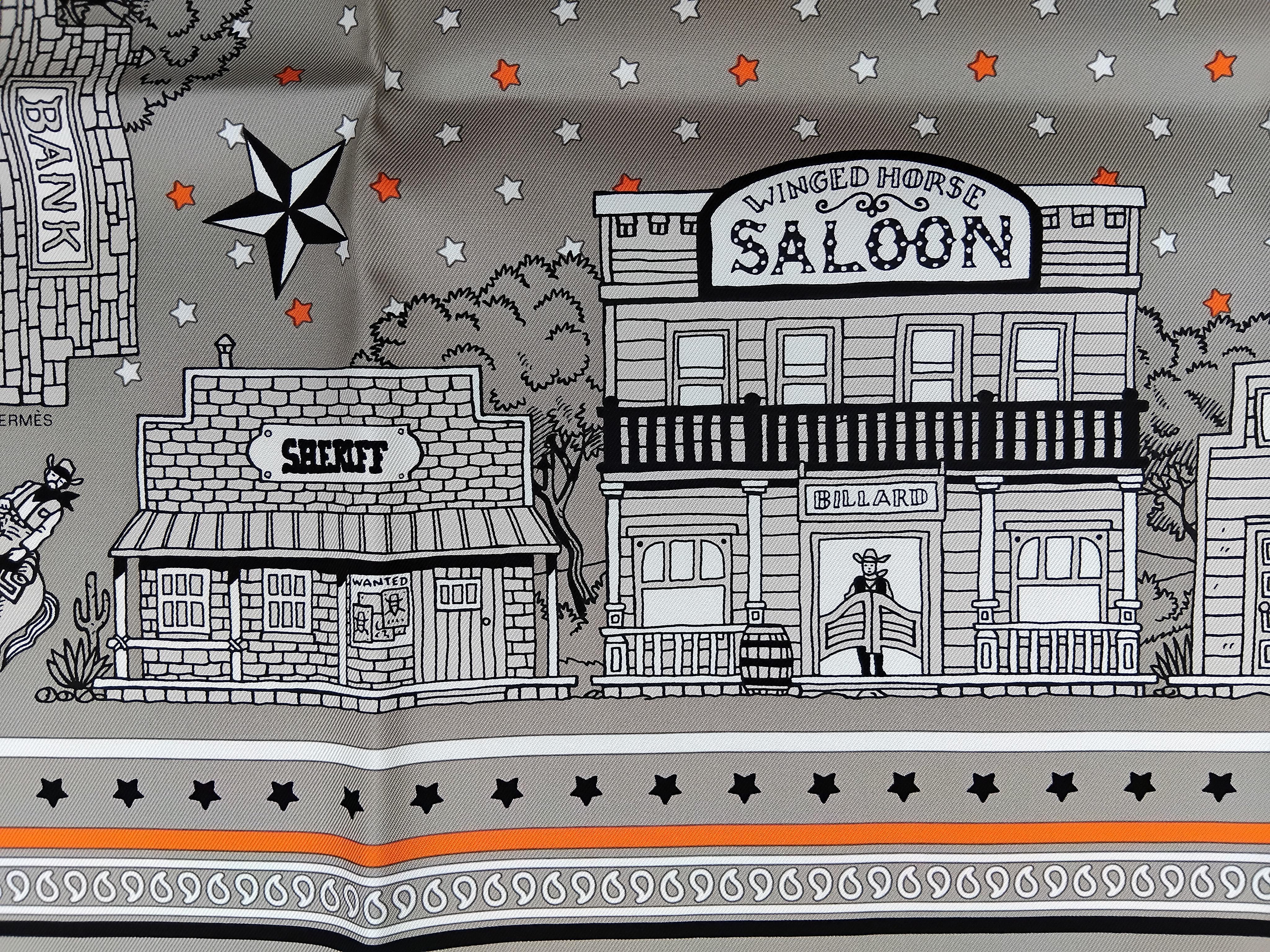 Hermès Paris Station Set of 2 Matching Silk Scarves Texas Wild West 3