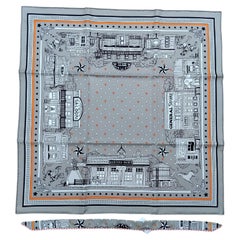 Hermès Paris Station Set of 2 Matching Silk Scarves Texas Wild West