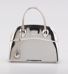 Hermes Paris Sterling Silver Bolide Bag Pill Box Charm Pendant