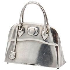 Vintage Hermès Paris Sterling Silver Bolide Bag Pill Box Charm Pendant