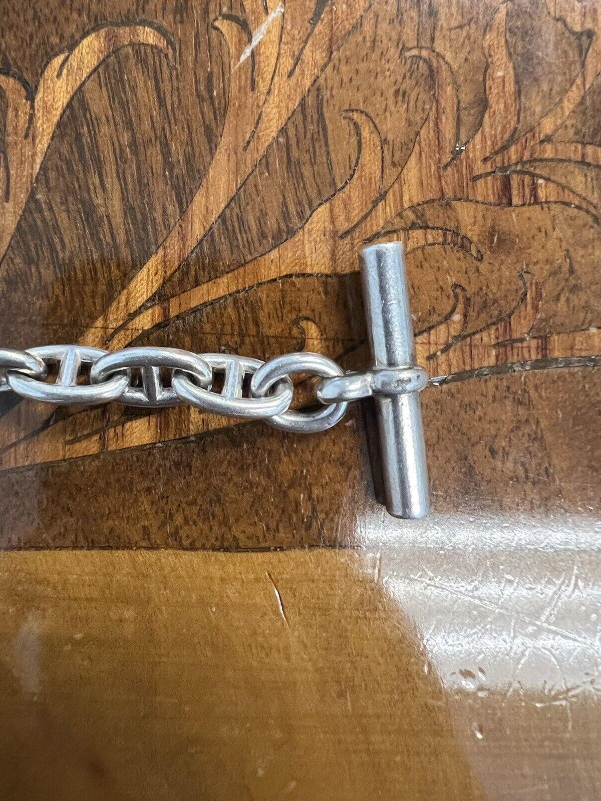 HERMES PARIS Sterling Silver Chaine D'ancre Link Bracelet Circa 1970s Vintage In Good Condition In Beverly Hills, CA