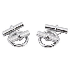 HERMES PARIS Sterling Silver Chaine D'Ancre Vintage Toggle Cufflinks