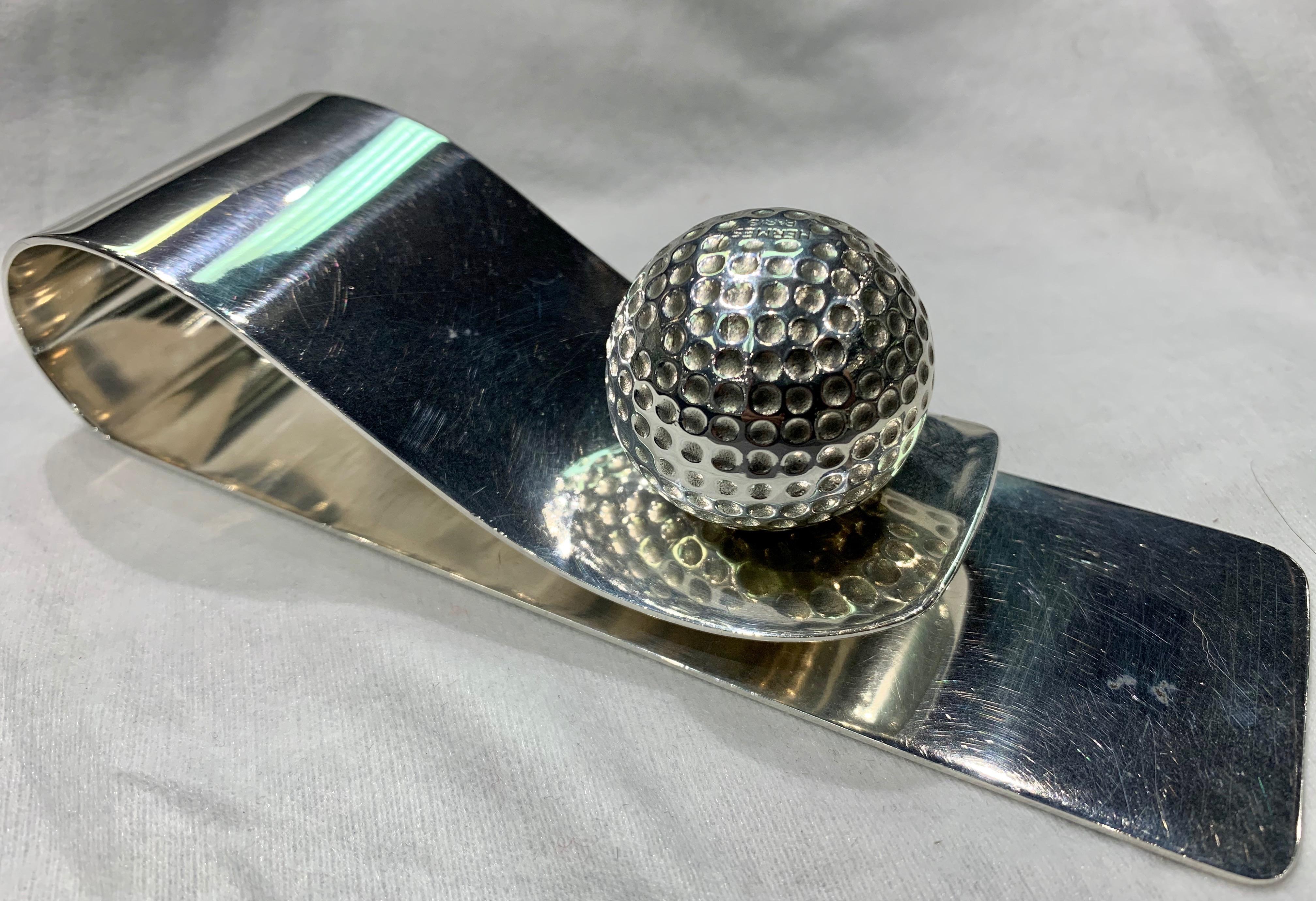 Hermes Paris Sterlingsilber-Golfball-Schreibtischklammer im Zustand „Hervorragend“ im Angebot in New York, NY