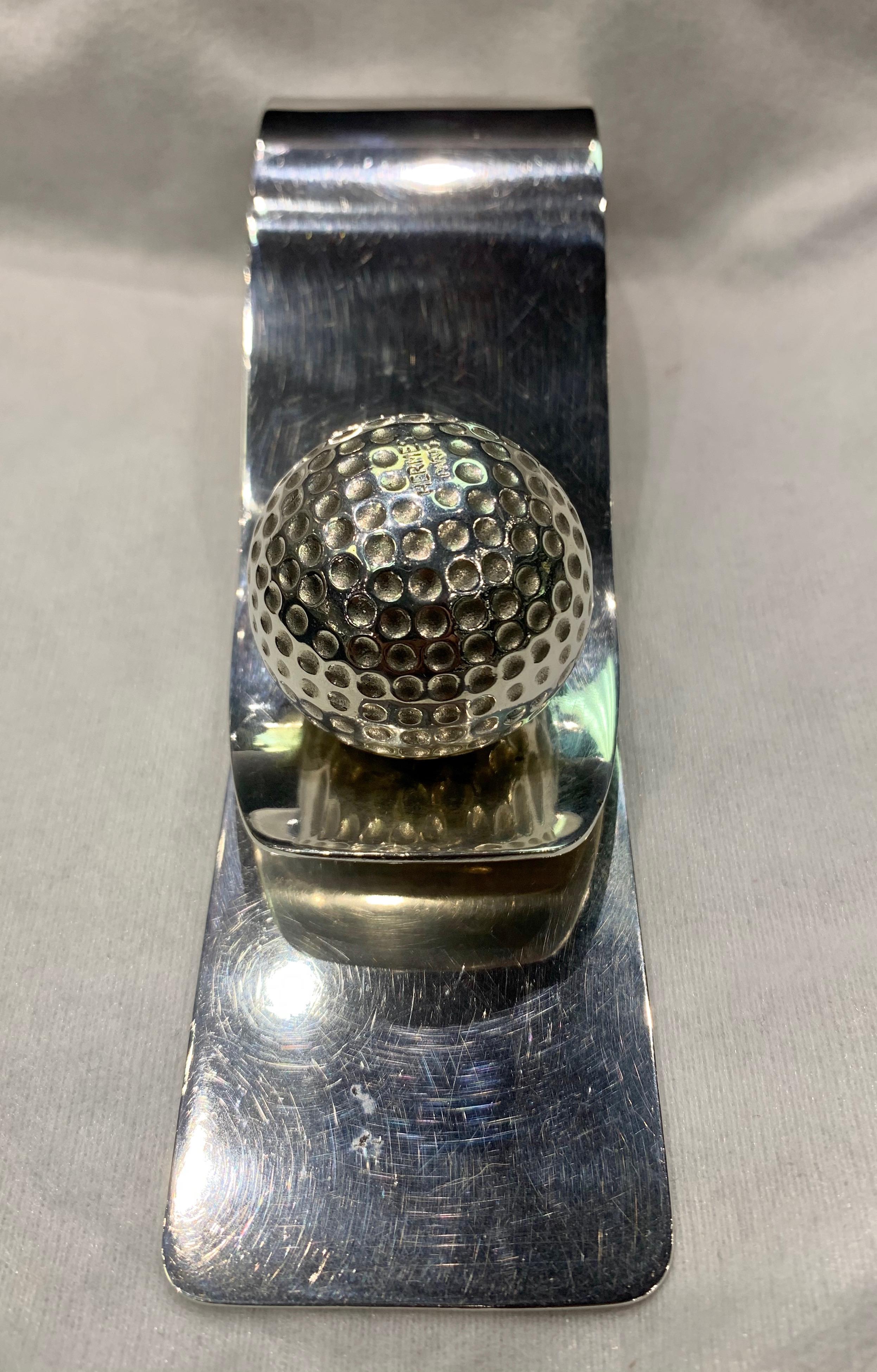 Hermes Paris Sterlingsilber-Golfball-Schreibtischklammer im Angebot 1