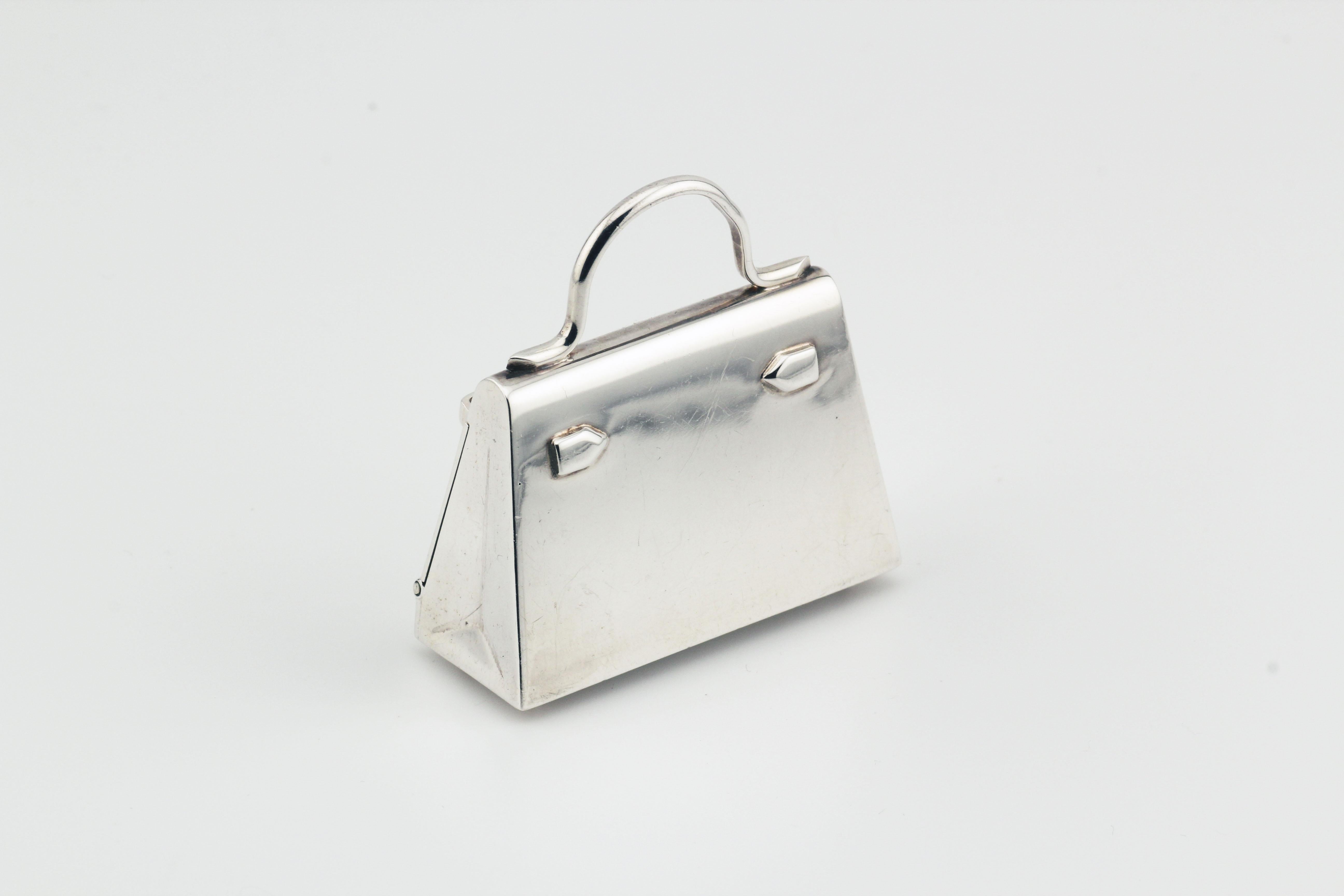 Hermes Paris Sterling Silver Kelly Bag Pill Box Charm Pendant 3