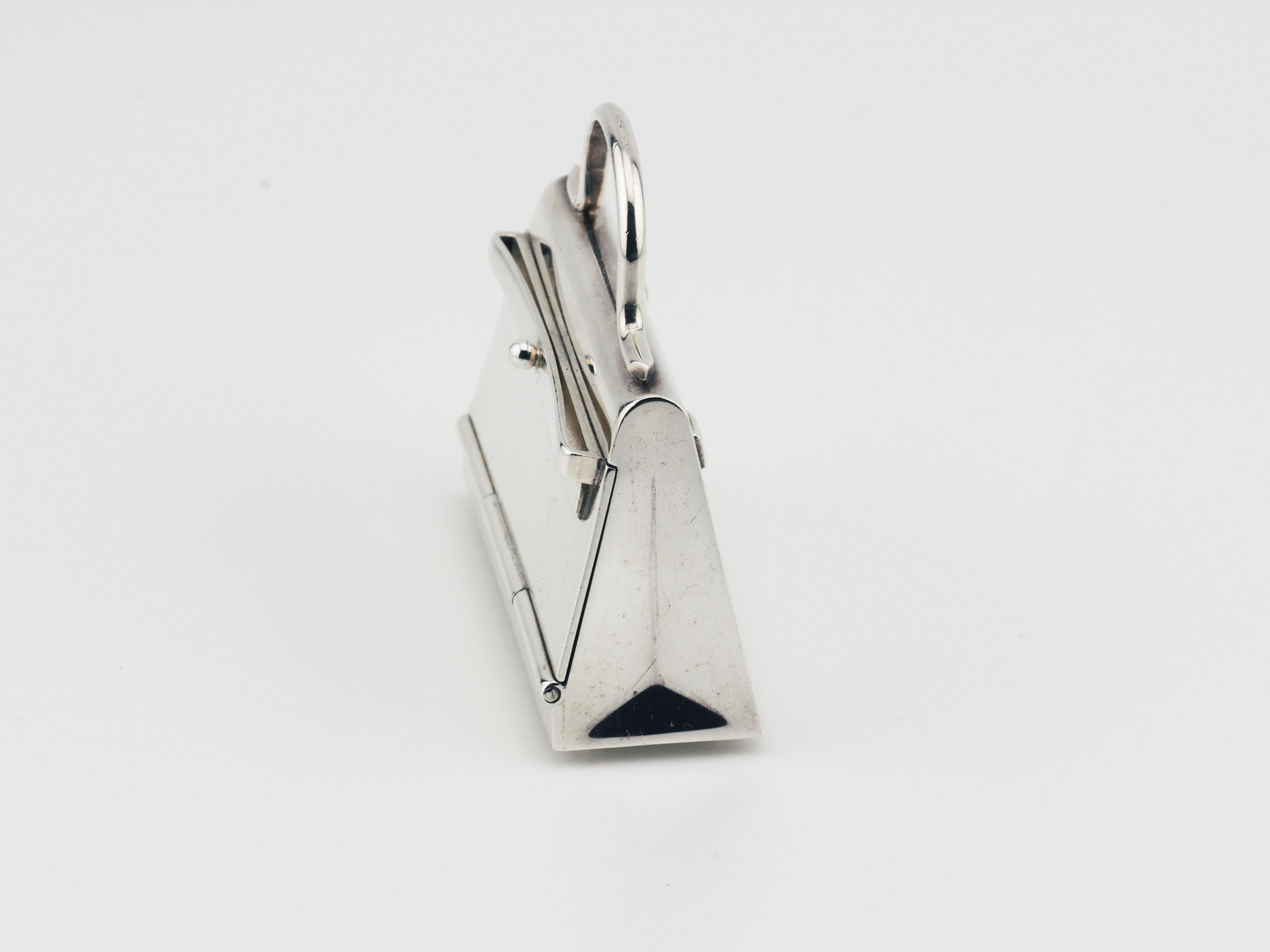 Hermes Paris Sterling Silver Kelly Bag Pill Box Charm Pendant 4