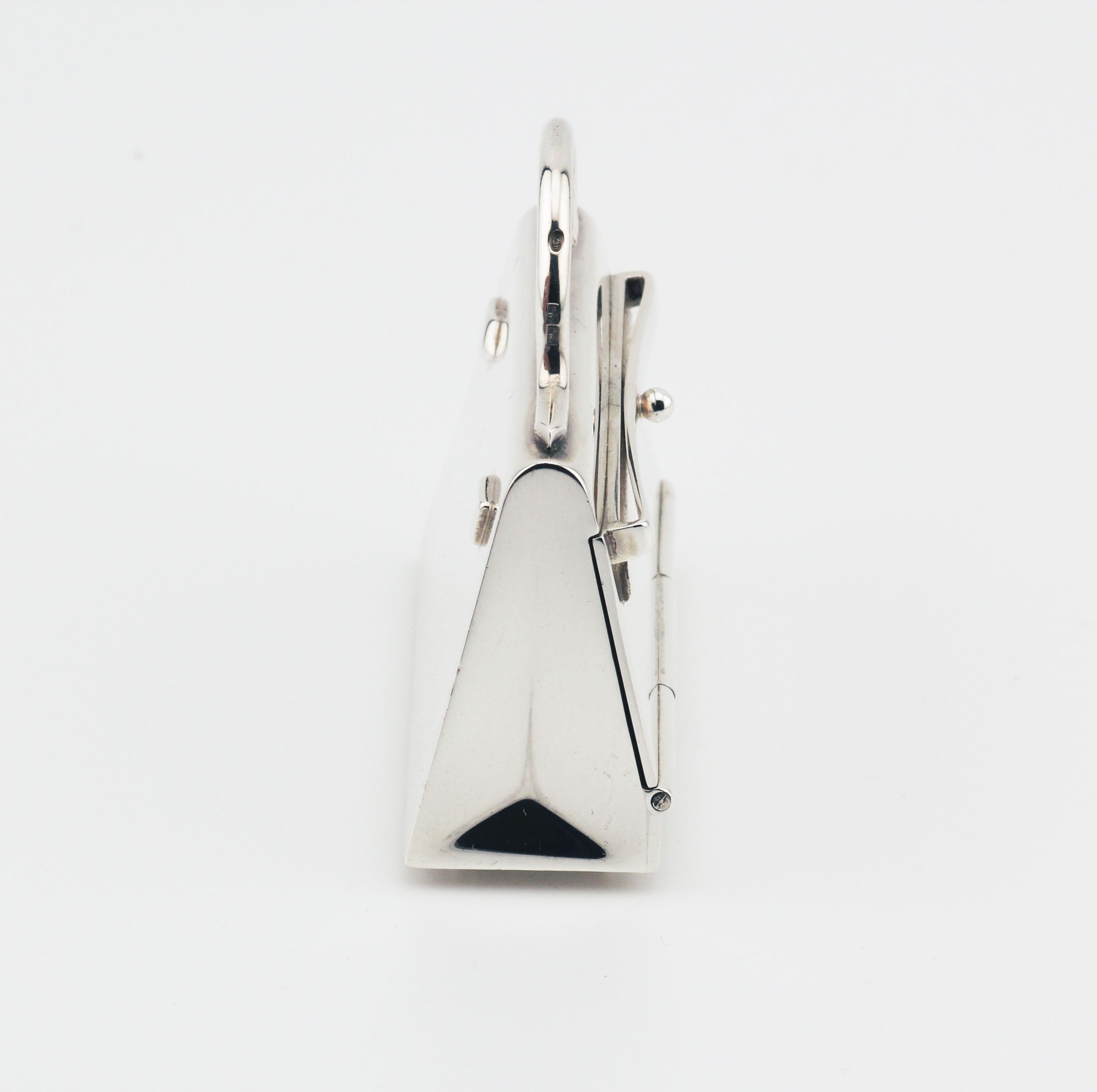 Hermes Paris Sterling Silver Kelly Bag Pill Box Charm Pendant 5