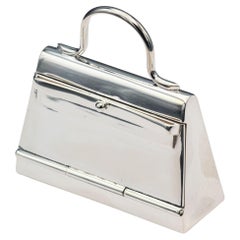 Used Hermes Paris Sterling Silver Kelly Bag Pill Box Charm Pendant