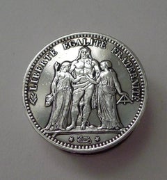 Hermes, Paris - Sterling Silver Pill Box With 1873 Coin Inset