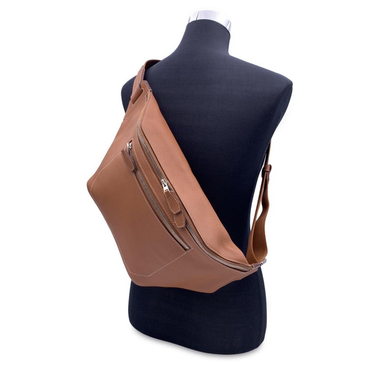 Hermes Paris Tan Leather Cityslide Crossbody Waist Belt Bag For