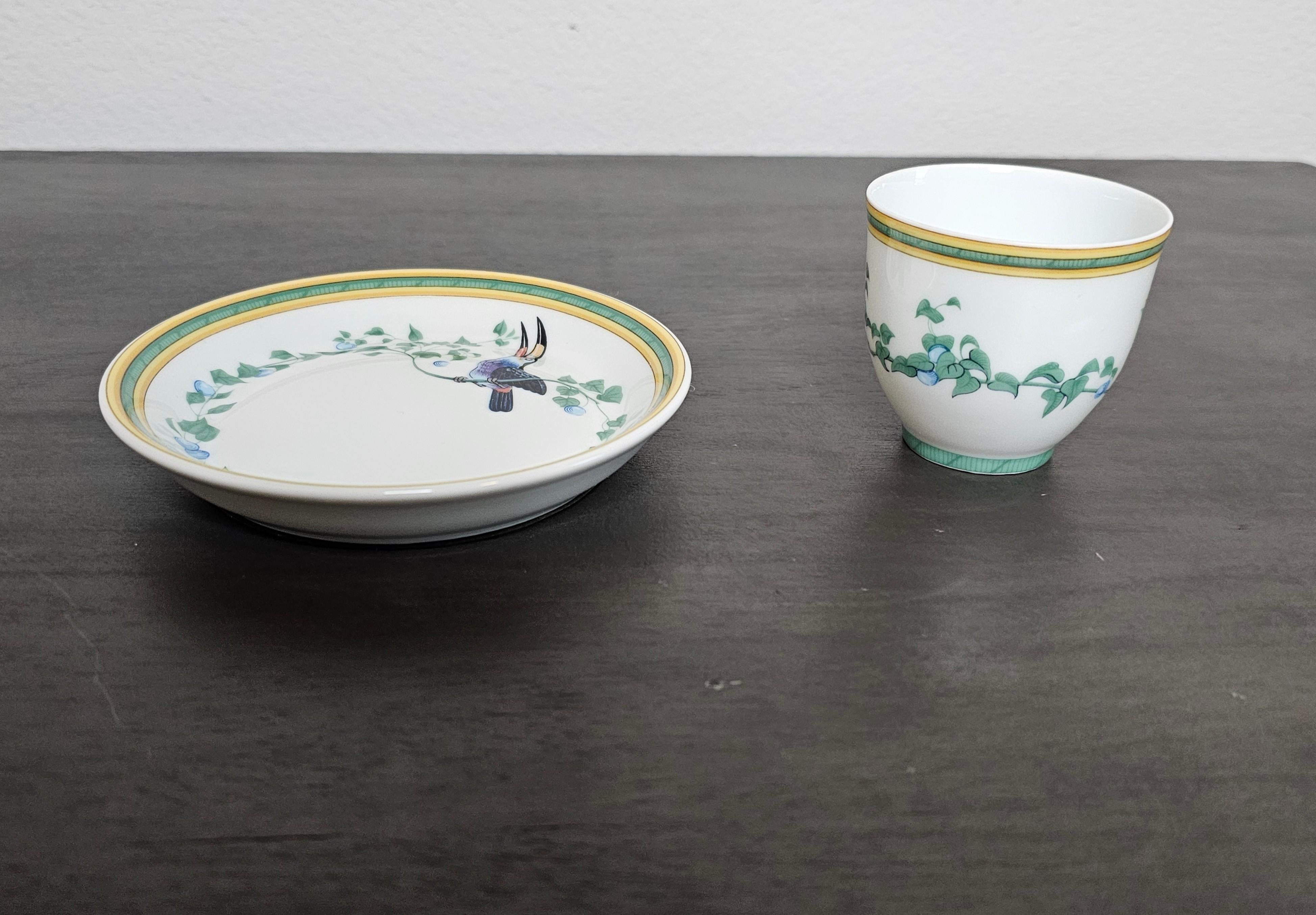 Hermès Paris Toucan Porcelain Small Cup Bowl & Dish   For Sale 5