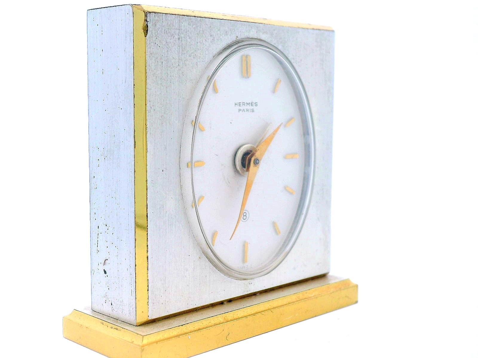 Hermes Paris Travel Clock w/ Alarm in the Original Hermes Case For Sale 7
