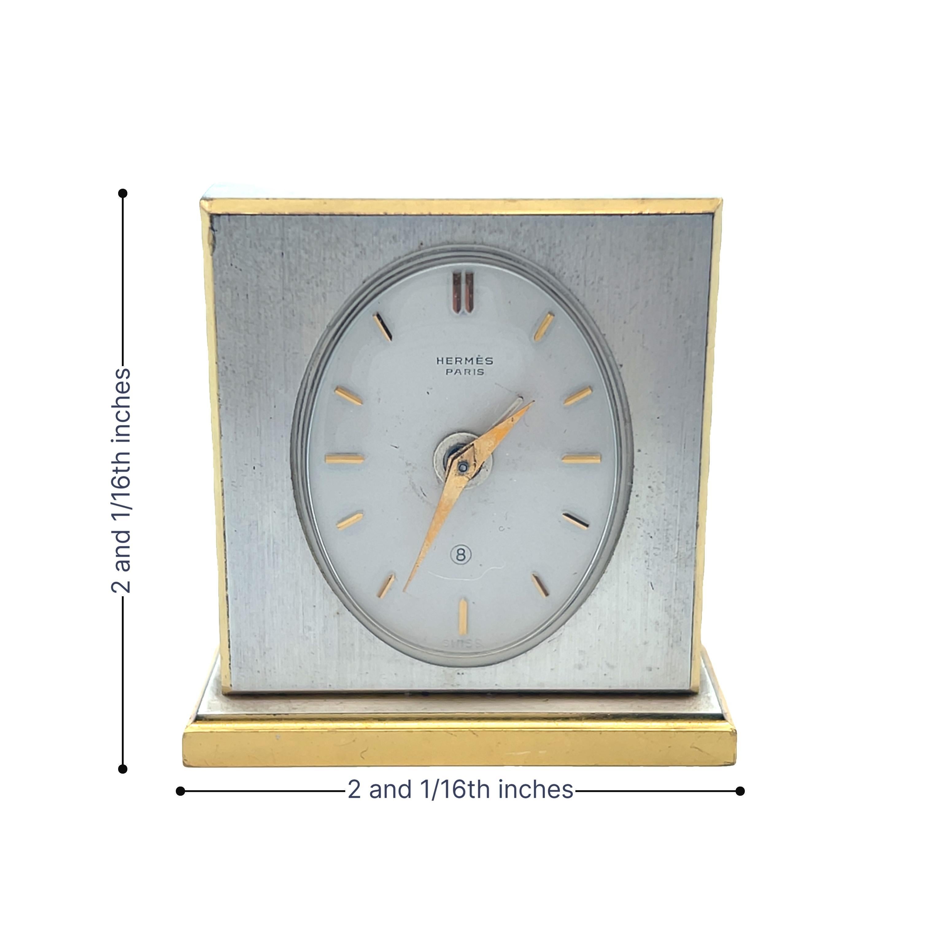 Hermes Paris Travel Clock w/ Alarm in the Original Hermes Case For Sale 10