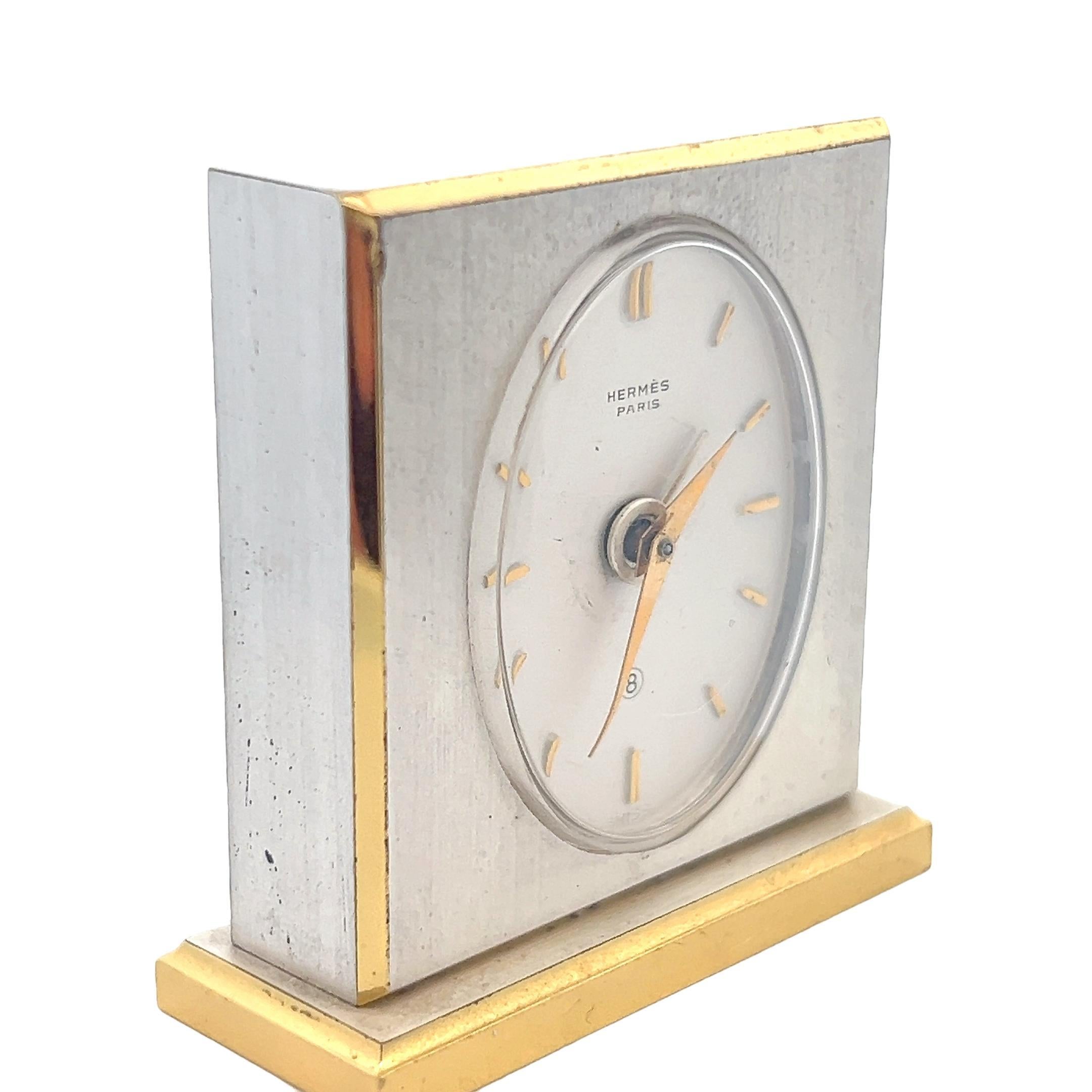 Hermes Paris Travel Clock w/ Alarm in the Original Hermes Case For Sale 2