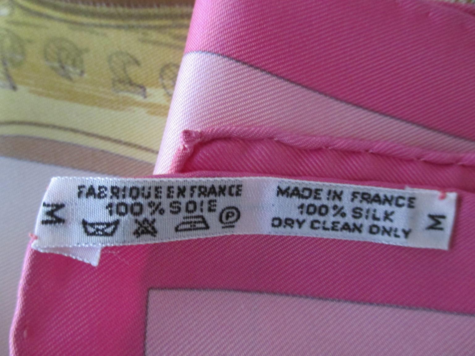 Gray Hermes Paris Tribord pink Silk Scarf 90cm Julia Abadie For Sale