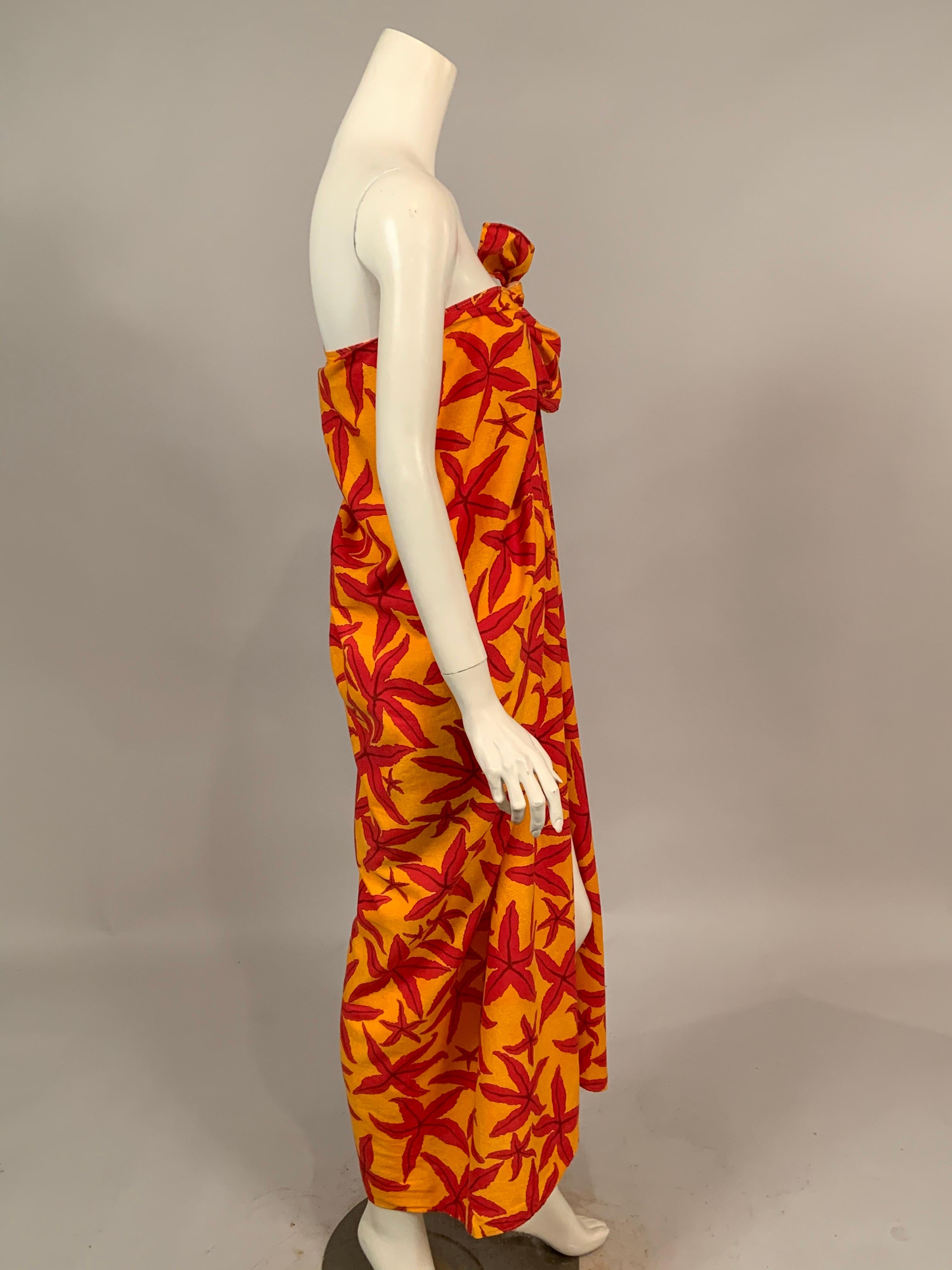 Hermes, Paris Tropical Starfish Patterned Red and Yellow Pareo, Wrap or Shawl In Excellent Condition In New Hope, PA