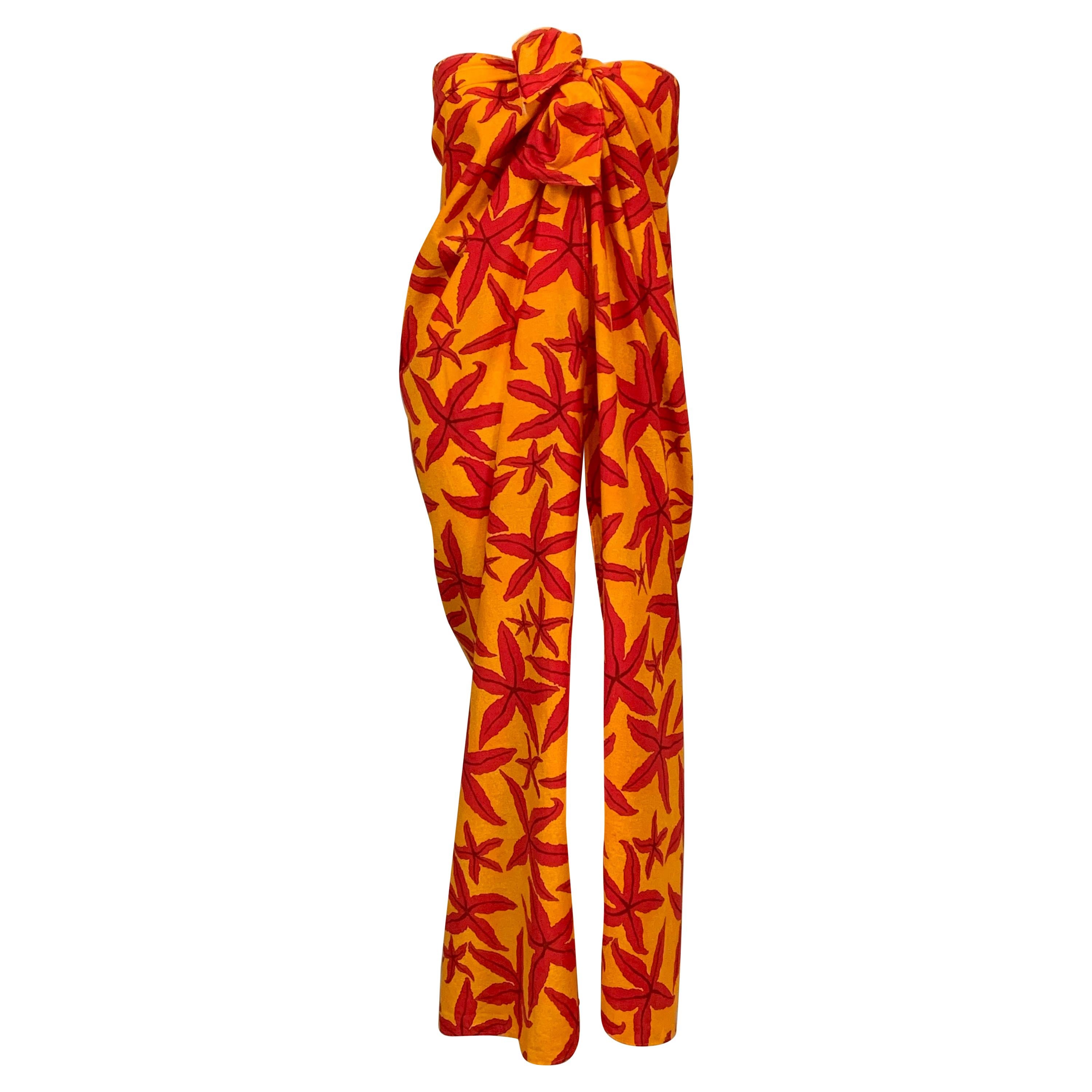 Hermes, Paris Tropical Starfish Patterned Red and Yellow Pareo, Wrap or Shawl