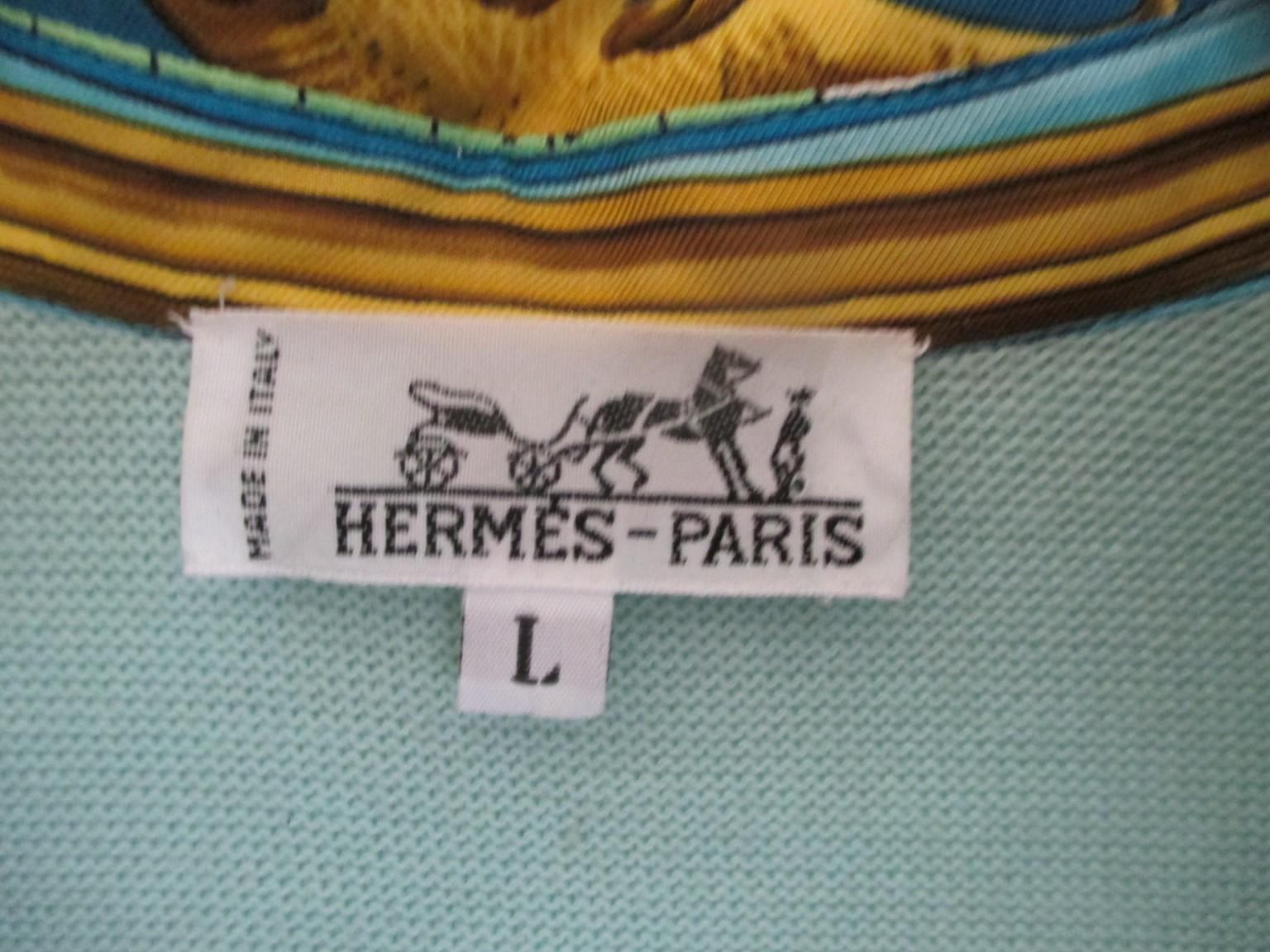 Hermes Paris Turquoise Shirt Gold Soleil Dies et Hore Astrology 1