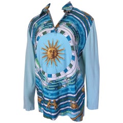 Hermes Paris Turquoise Shirt Gold Soleil Dies et Hore Astrology