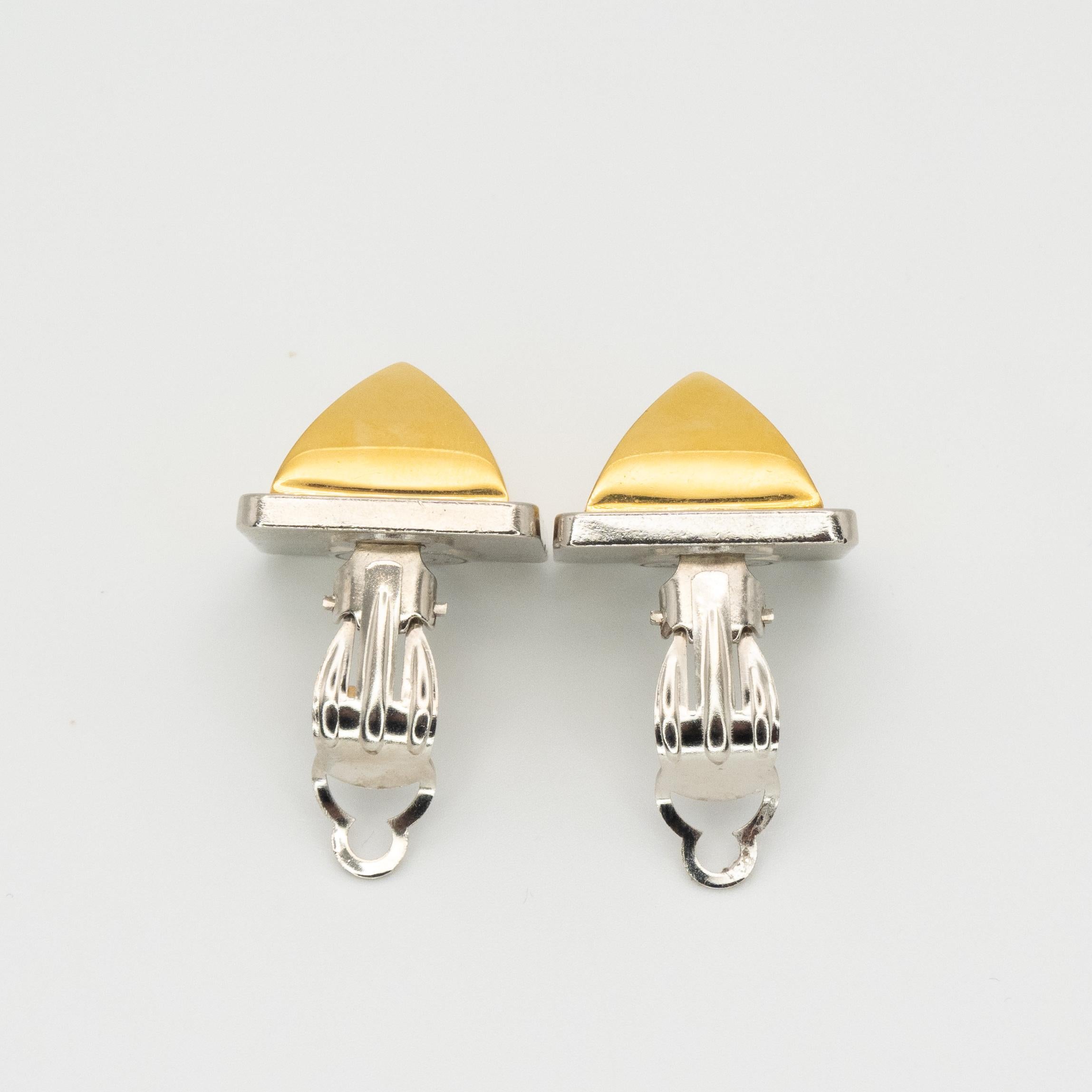 da uomo o donna Hermès Paris Two-Tone Medor Pyramid Earrings in vendita