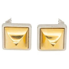 Hermès Paris Two-Tone Medor Pyramid Earrings