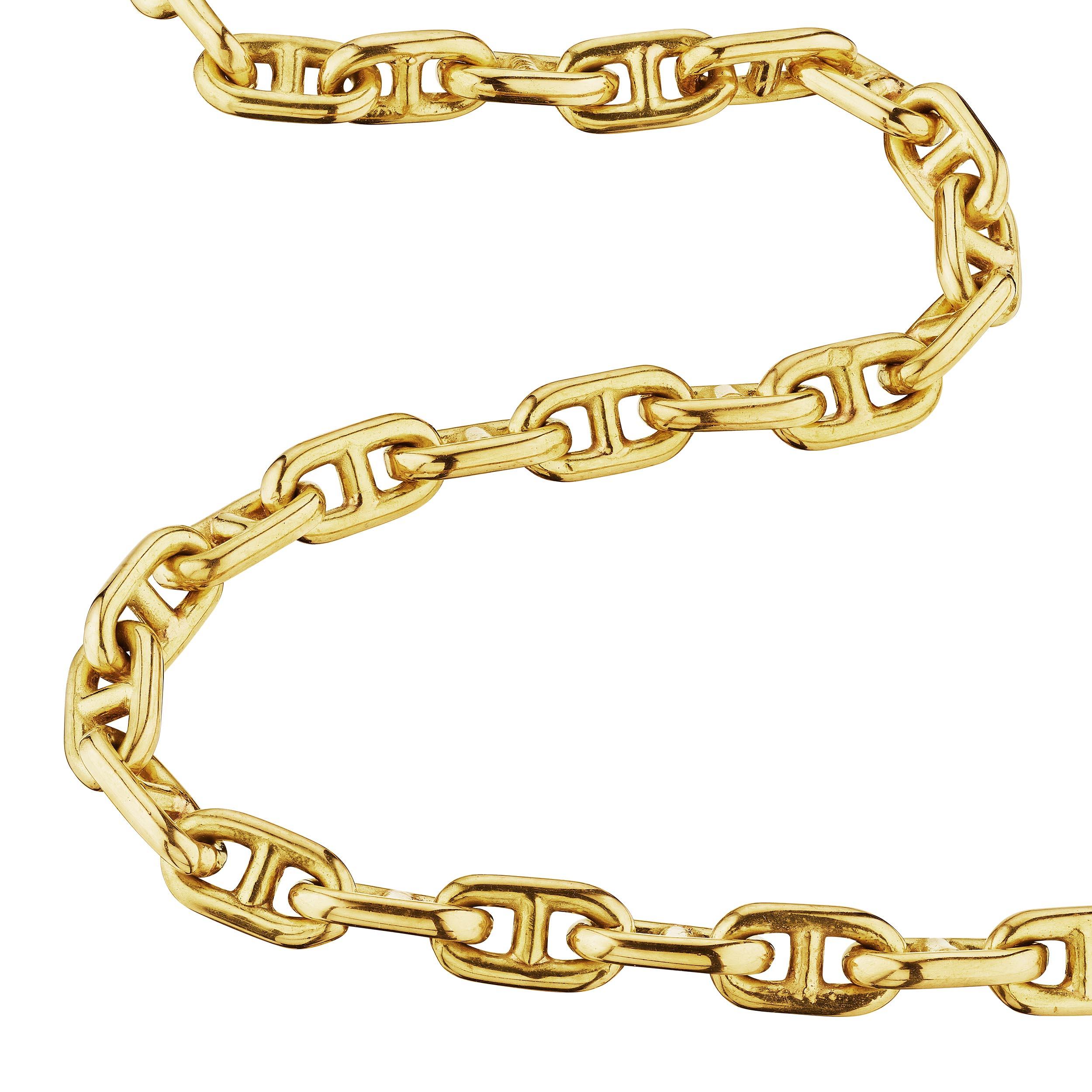 On dit qu'une chaîne n'est pas plus forte que son maillon le plus faible et cette chaîne d'ancre en or jaune 18 carats Hermes Paris vintage est une chaîne de 35