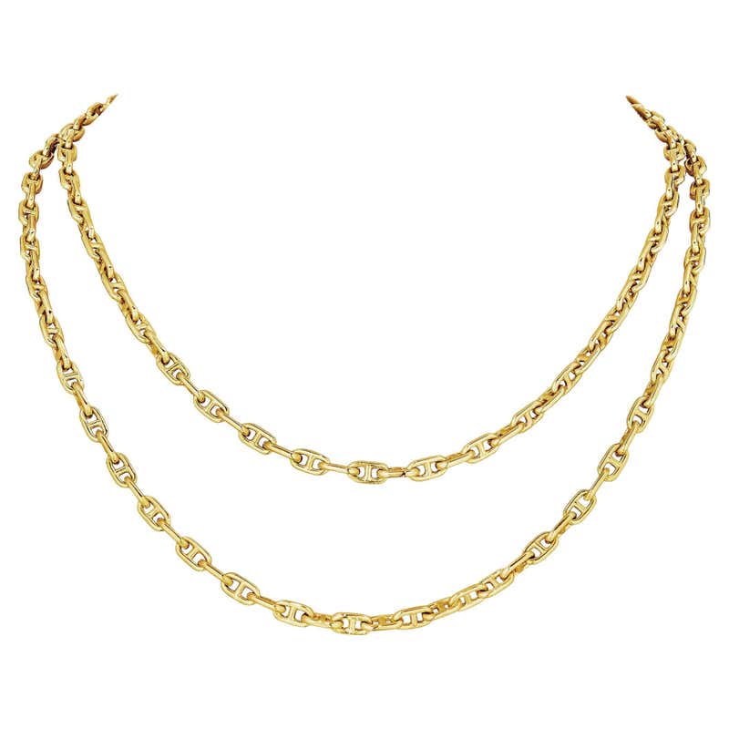 Ermes Chain Hermes 'Chain d'Ancre' Vintage Gold Link Necklace For Sale at 1stDibs