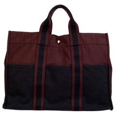 Hermes Paris Vintage Bicolor Black Brown Fourre Tout MM Tote Handbag