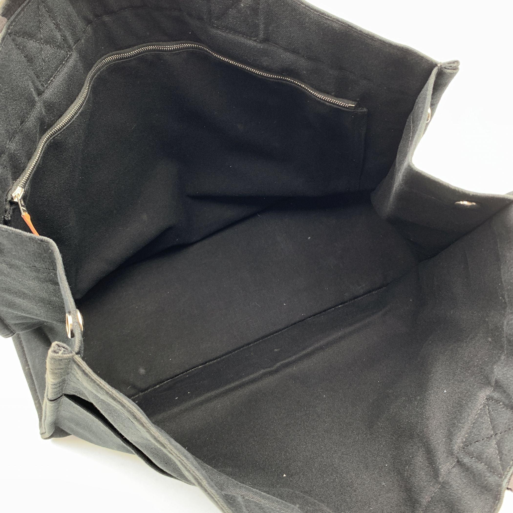 Women's Hermes Paris Vintage Black and Grey Canvas Fourre Tout GM Bag Tote