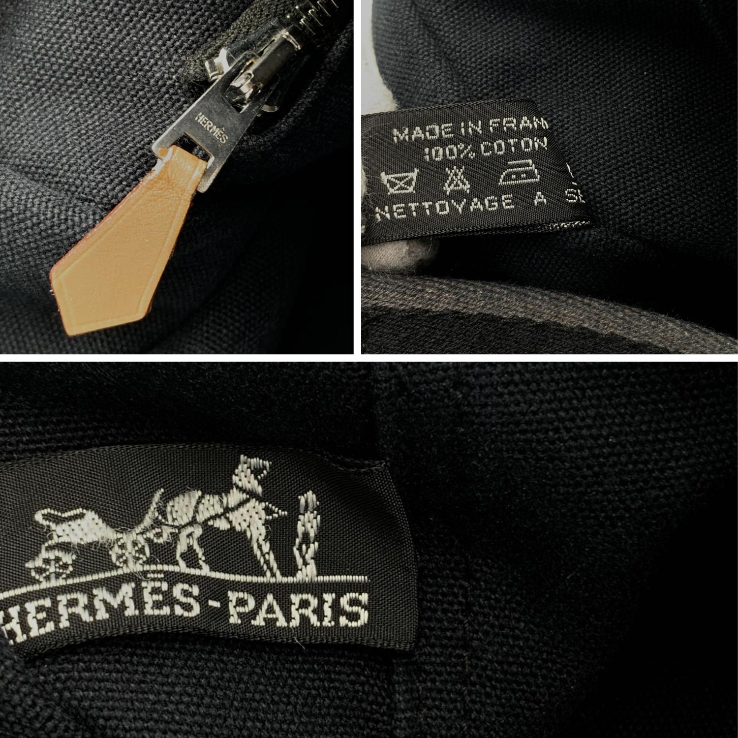 Women's Hermes Paris Vintage Black and Grey Canvas Fourre Tout MM Bag Tote