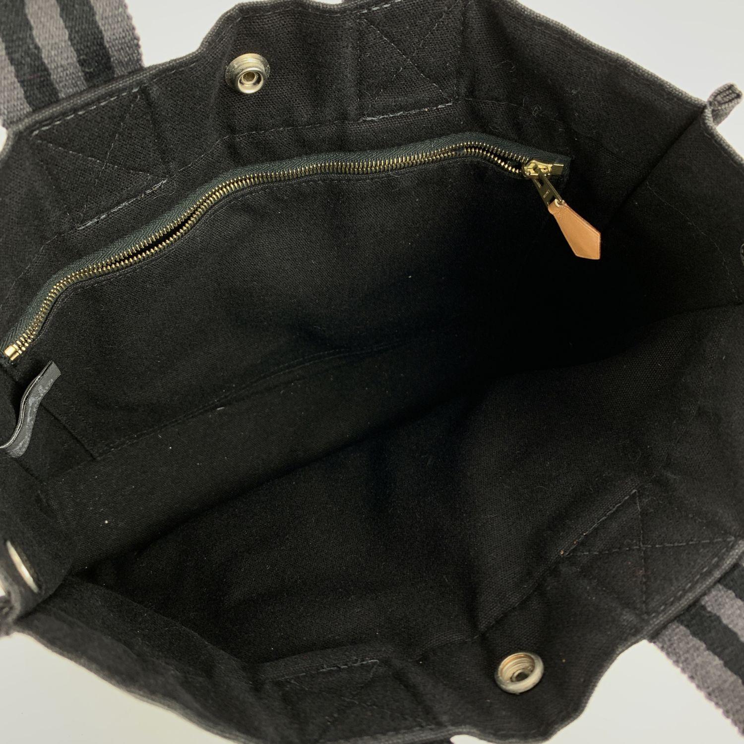Hermes Paris Vintage Black and Grey Cotton Fourre Tout PM Bag 2