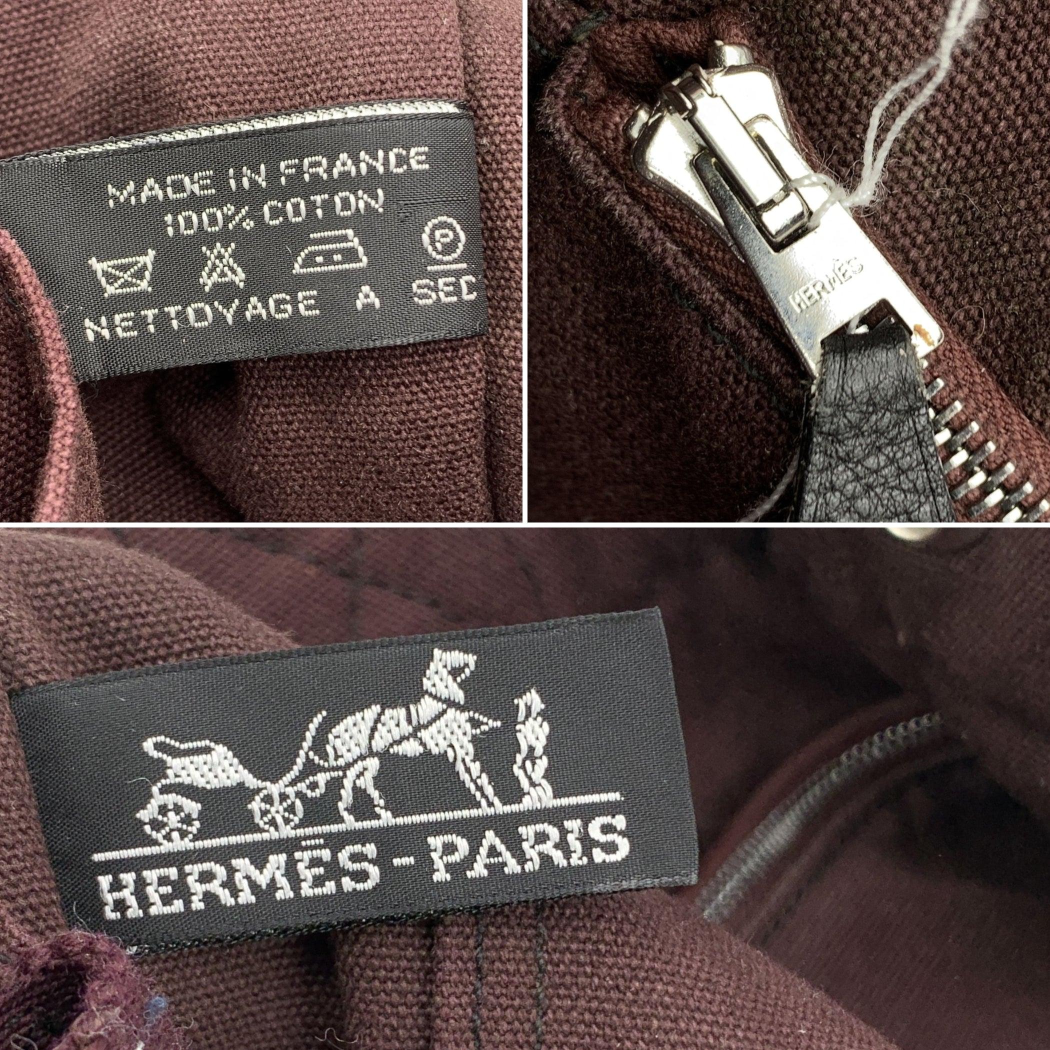 Hermes Paris Vintage Black Burgundy Canvas Fourre Tout MM Bag Tote For Sale 2