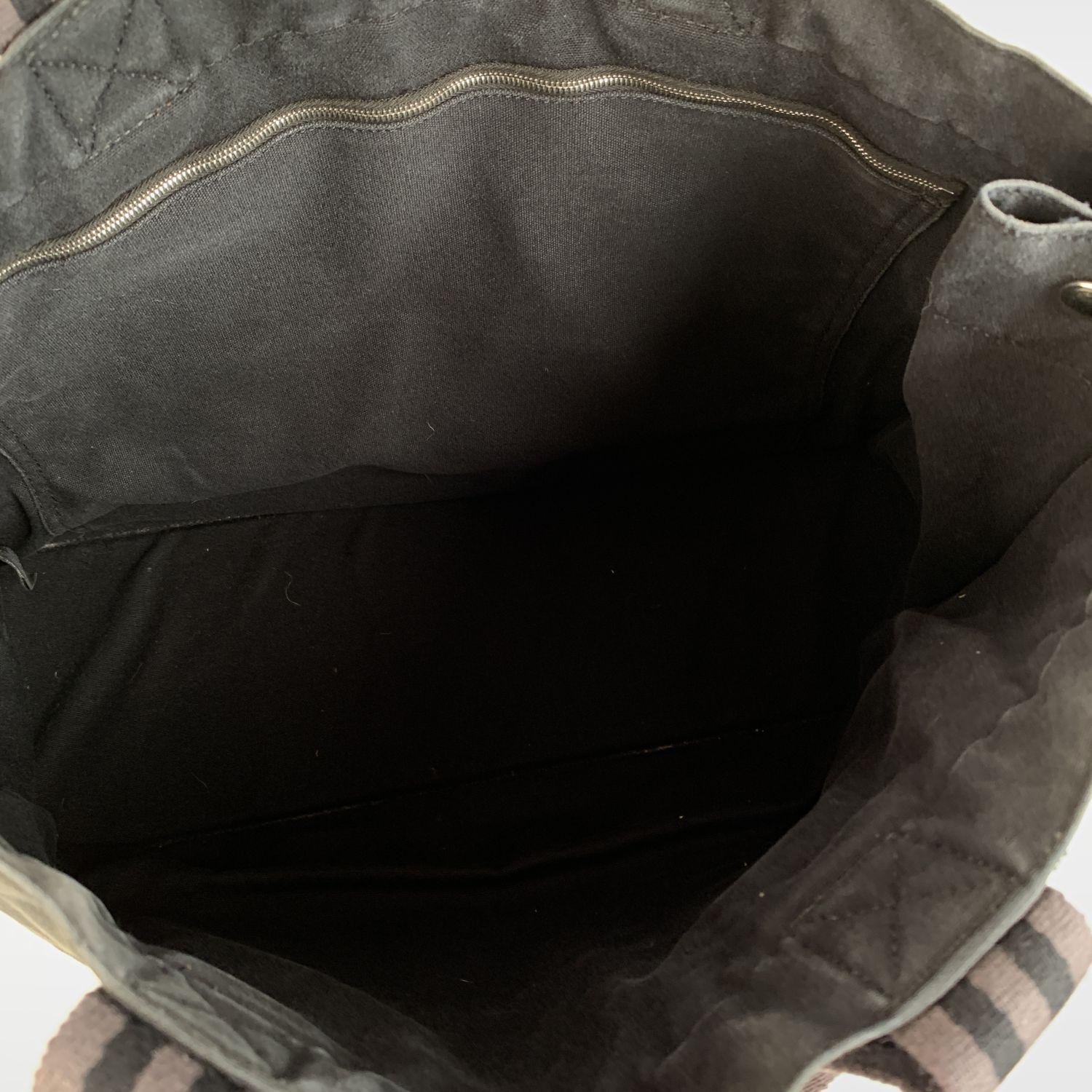 Hermes Paris Vintage Black Cotton Canvas Tote Handbag Fourre Tout GM 4