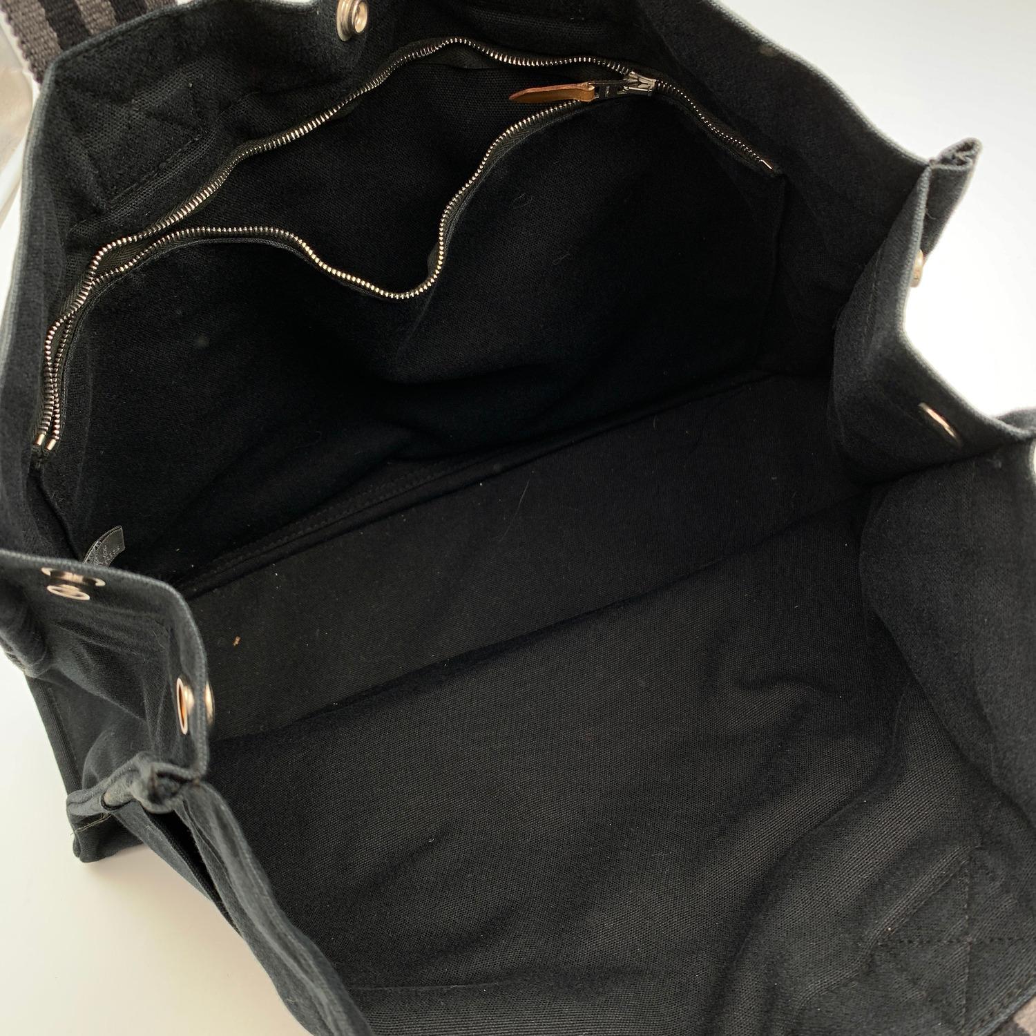 Hermes Paris Vintage Black Cotton Fourre Tout MM Bag Tote 6