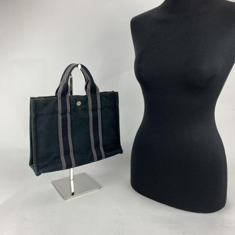 Hermes Paris Vintage Black Cotton Fourre Tout PM Tote Bag For Sale at  1stDibs