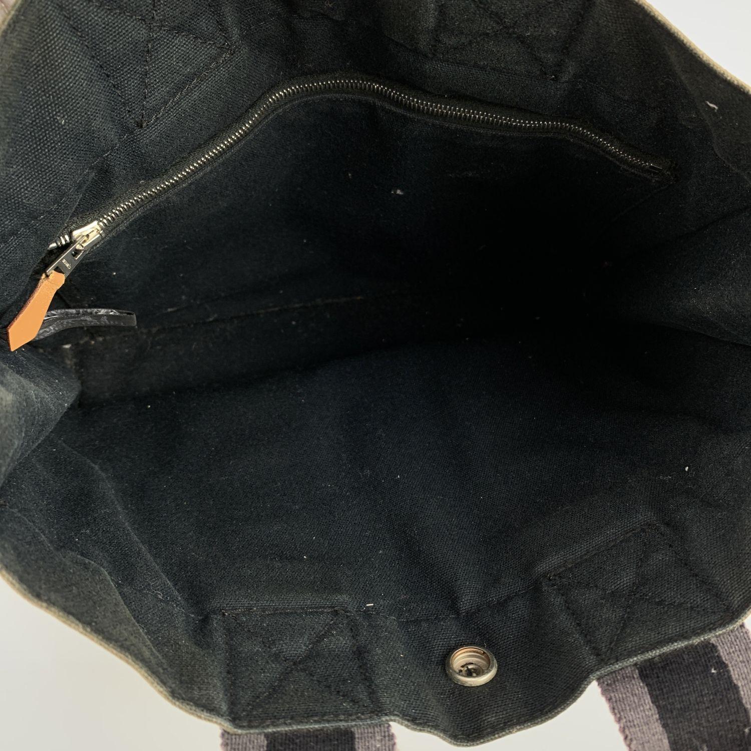 Women's Hermes Paris Vintage Black Cotton Fourre Tout PM Tote Bag