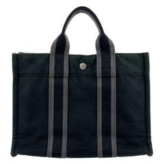 Fourre Tout PM Tragetasche aus schwarzer Baumwolle von Hermès Paris
