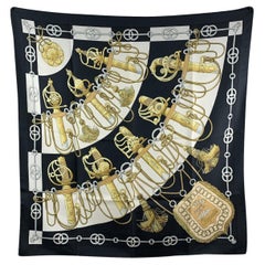 Hermes Paris Vintage Black Silk Scarf Cliquetis 1972 Julie Abadie