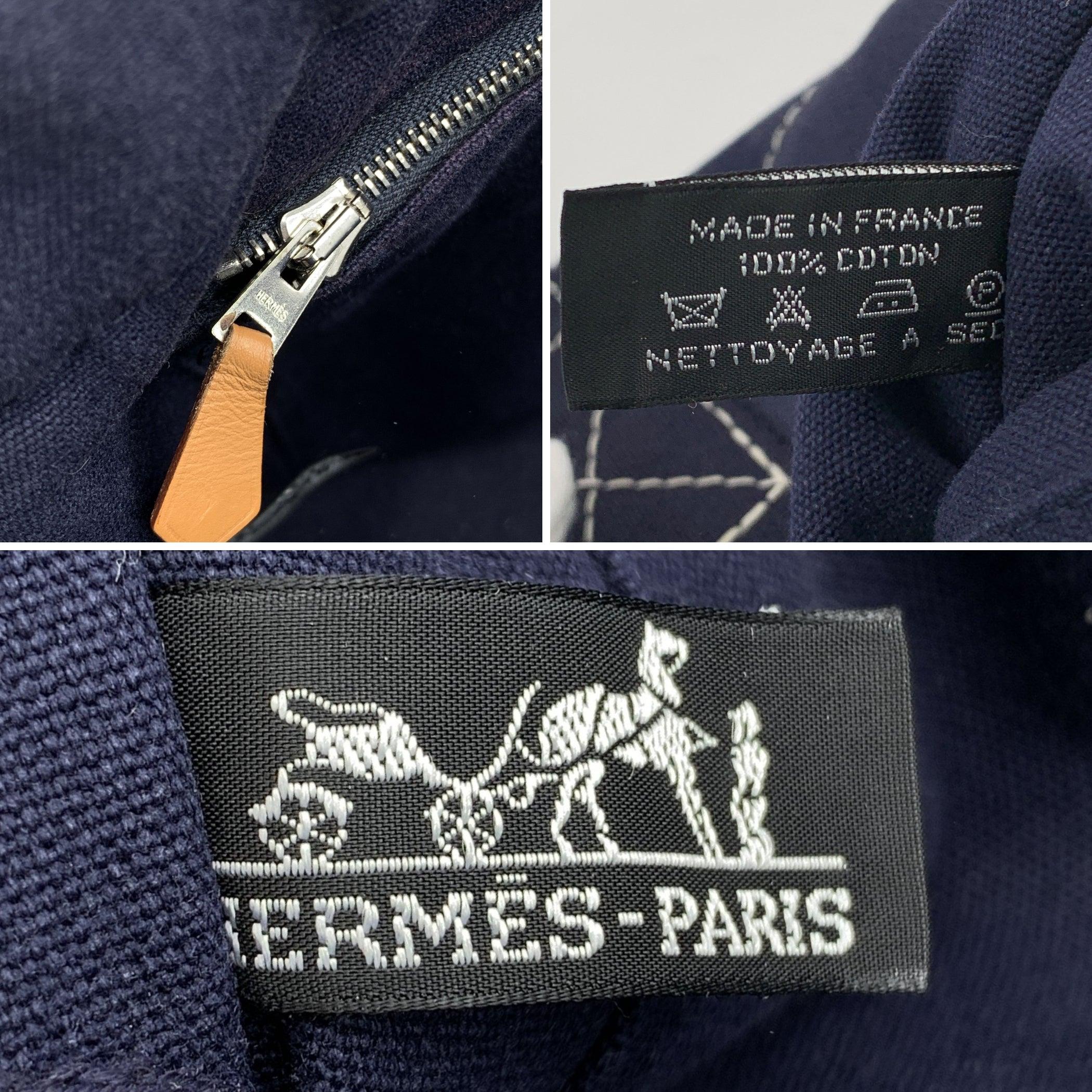 Hermes Paris Vintage Blue Canvas Cotton Fourre Tout MM Bag Tote For Sale 1