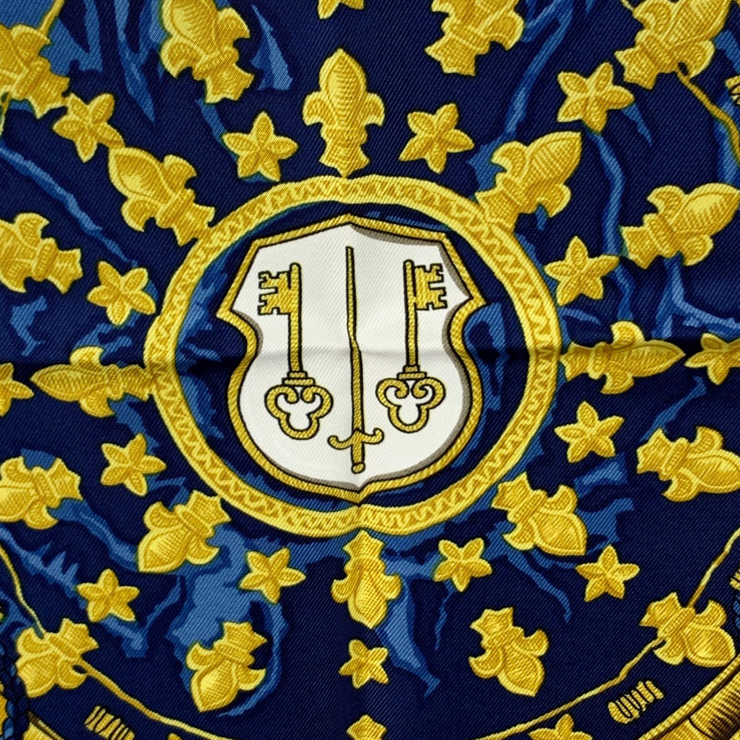 Hermes Paris Vintage Blue Silk Scarf Les Clefs 1965 Caty Latham In Excellent Condition In Rome, Rome