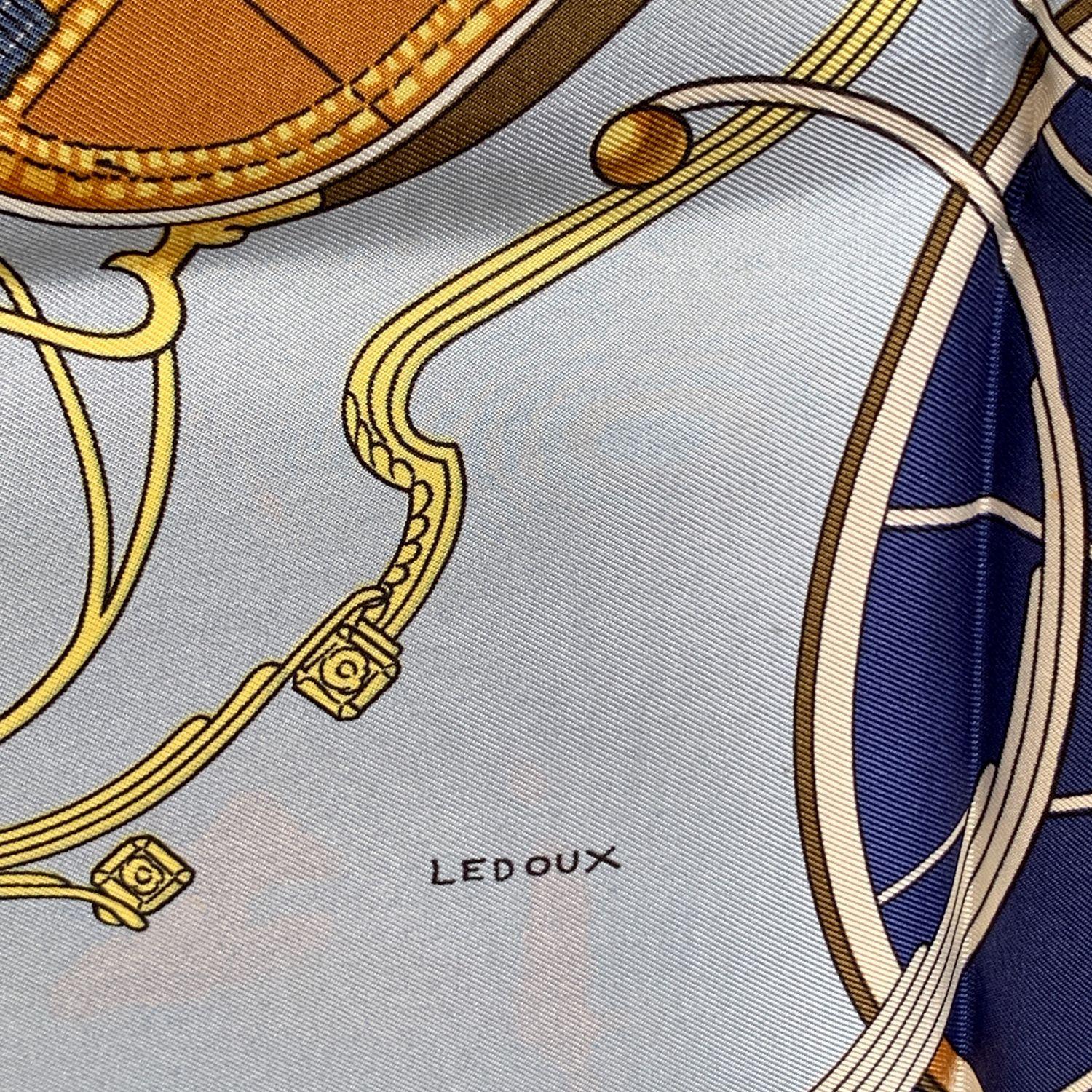 Hermes Paris Vintage Blue Silk Scarf Springs 1974 Philippe Ledoux 3