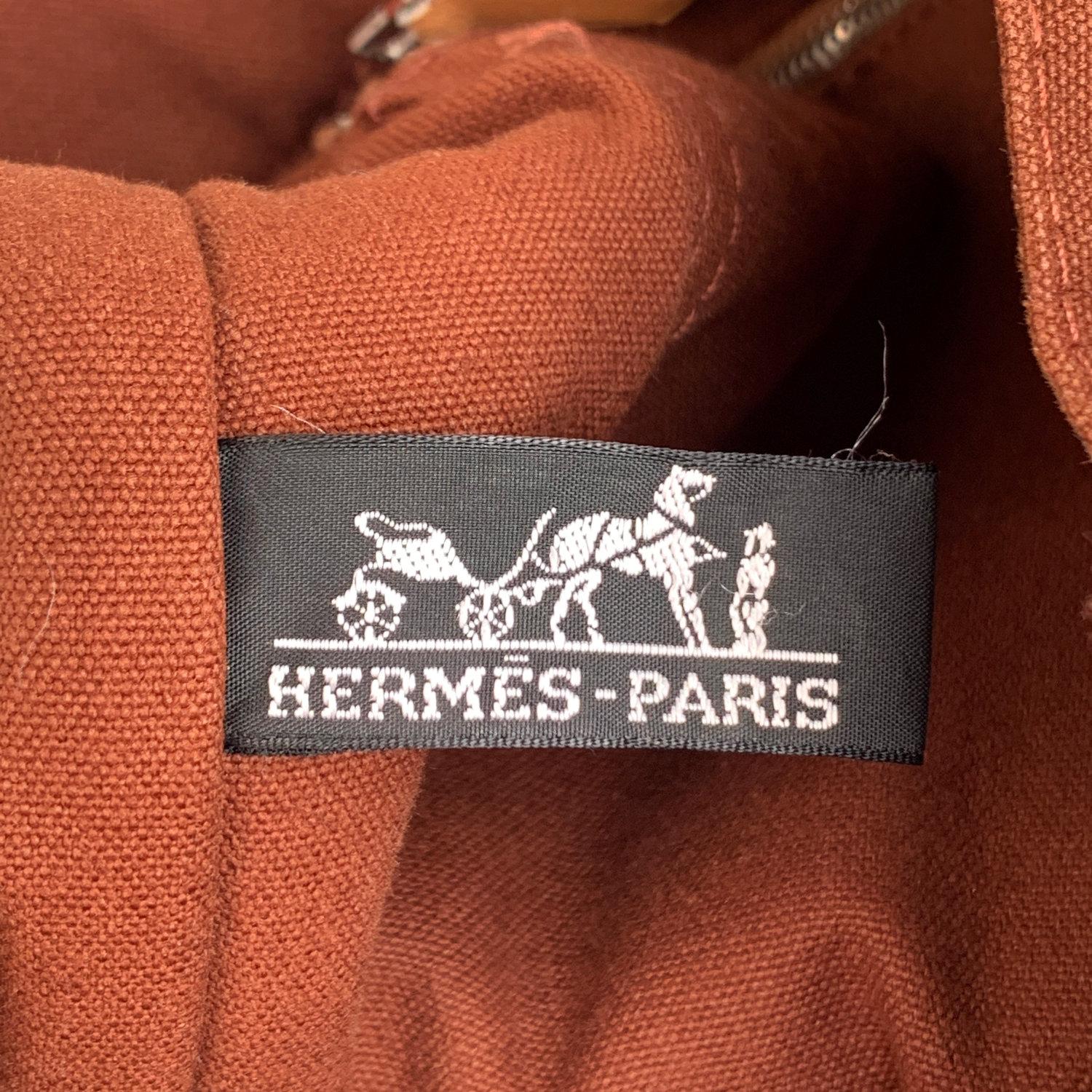 Hermes Paris Vintage Brown Cotton Canvas Tote Handbag Fourre Tout GM 6