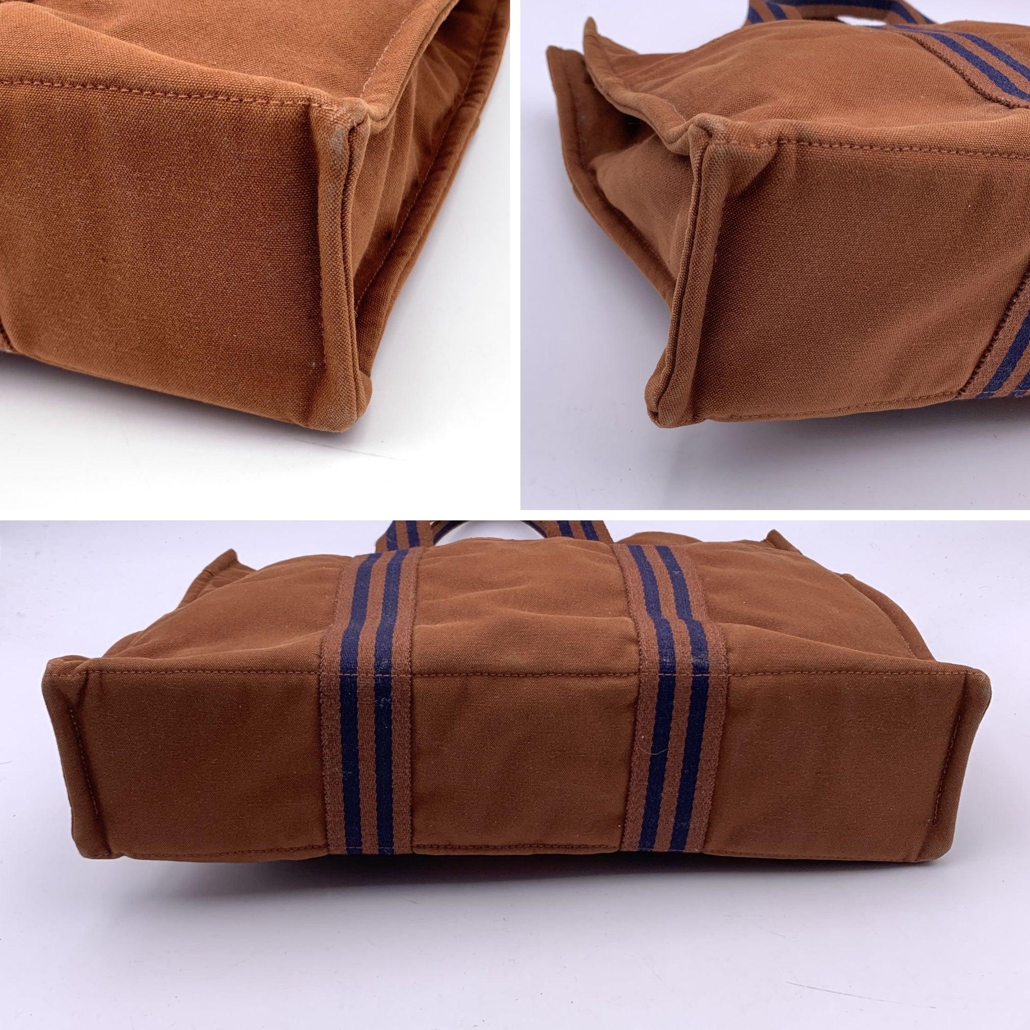 Women's Hermes Paris Vintage Brown Cotton Fourre Tout MM Tote Bag