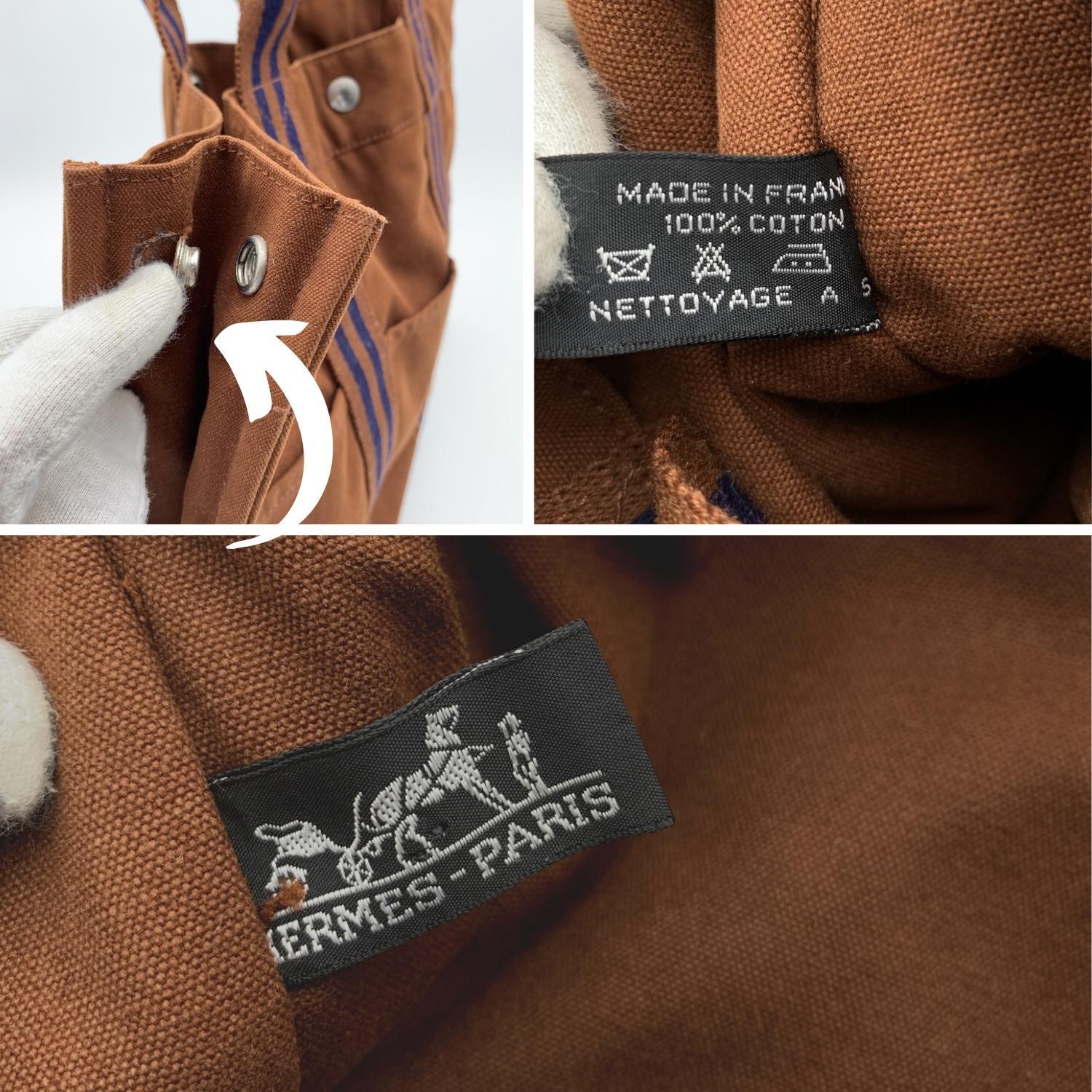 Women's Hermes Paris Vintage Brown Cotton Fourre Tout MM Tote Bag