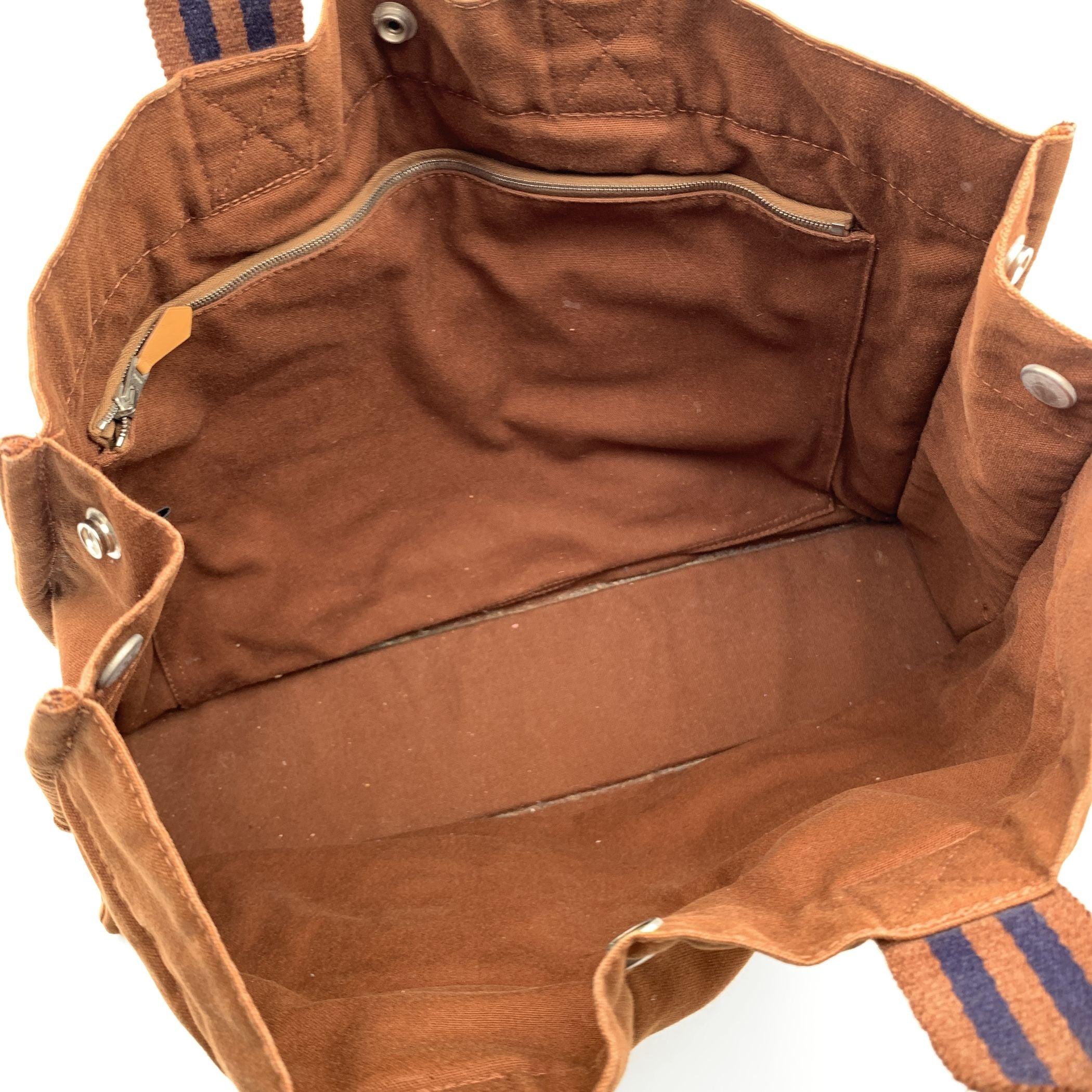Hermes Paris Vintage Brown Cotton Fourre Tout MM Tote Bag 1
